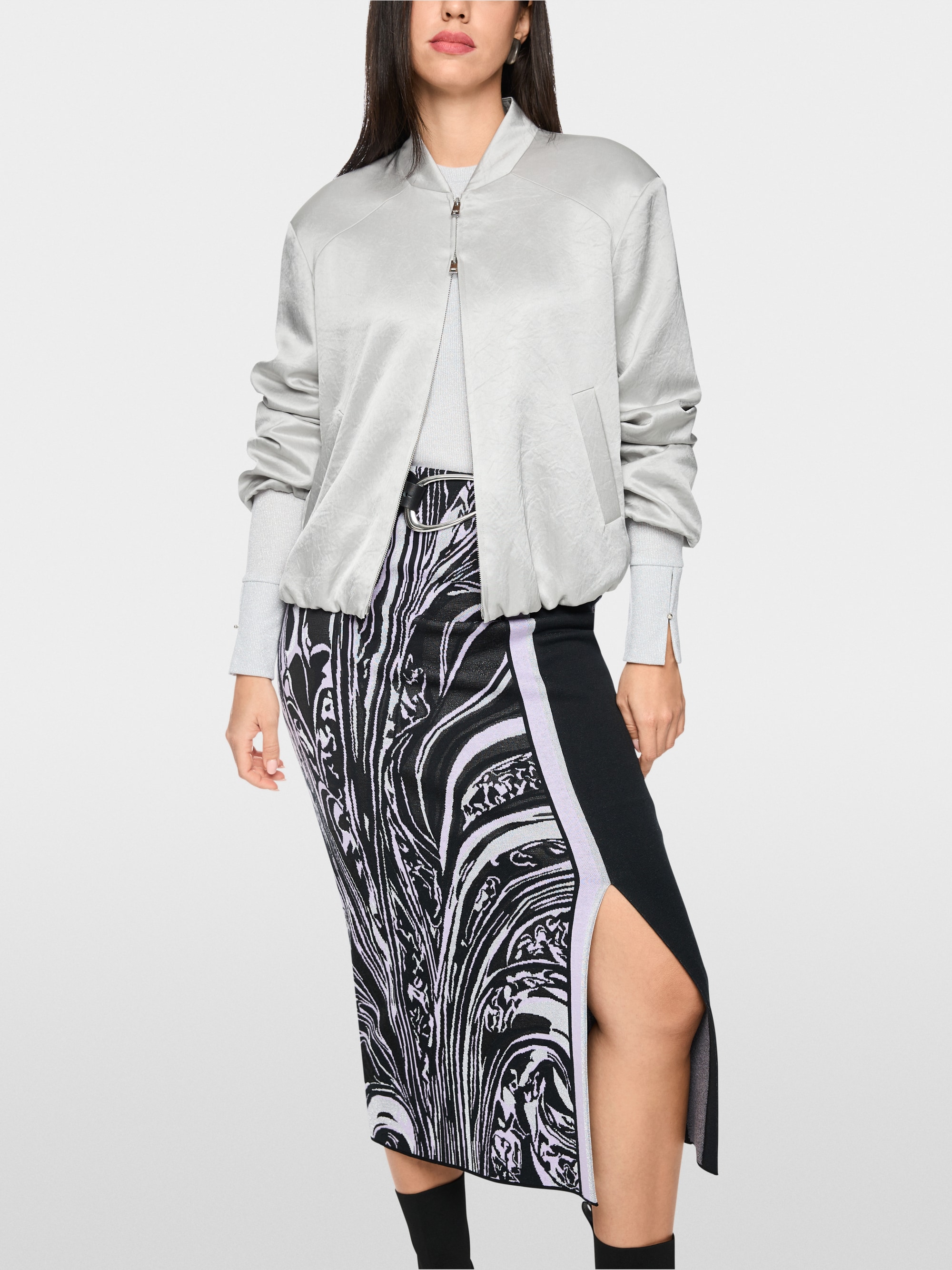 Satin-effect blouson jacket
