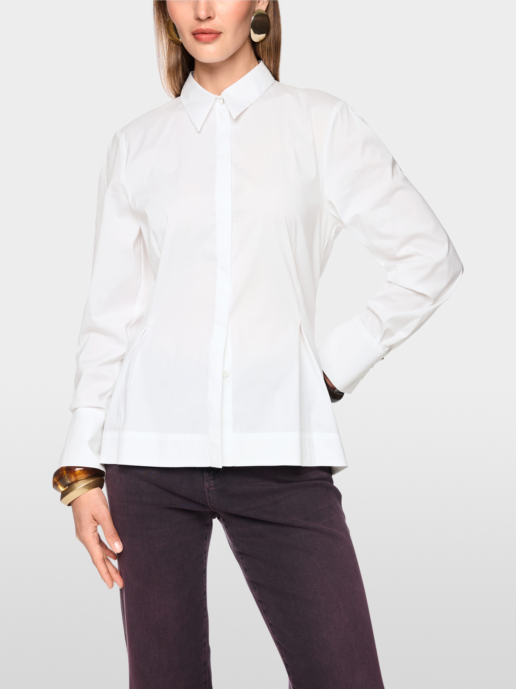 Stretch cotton blouse with seam details
