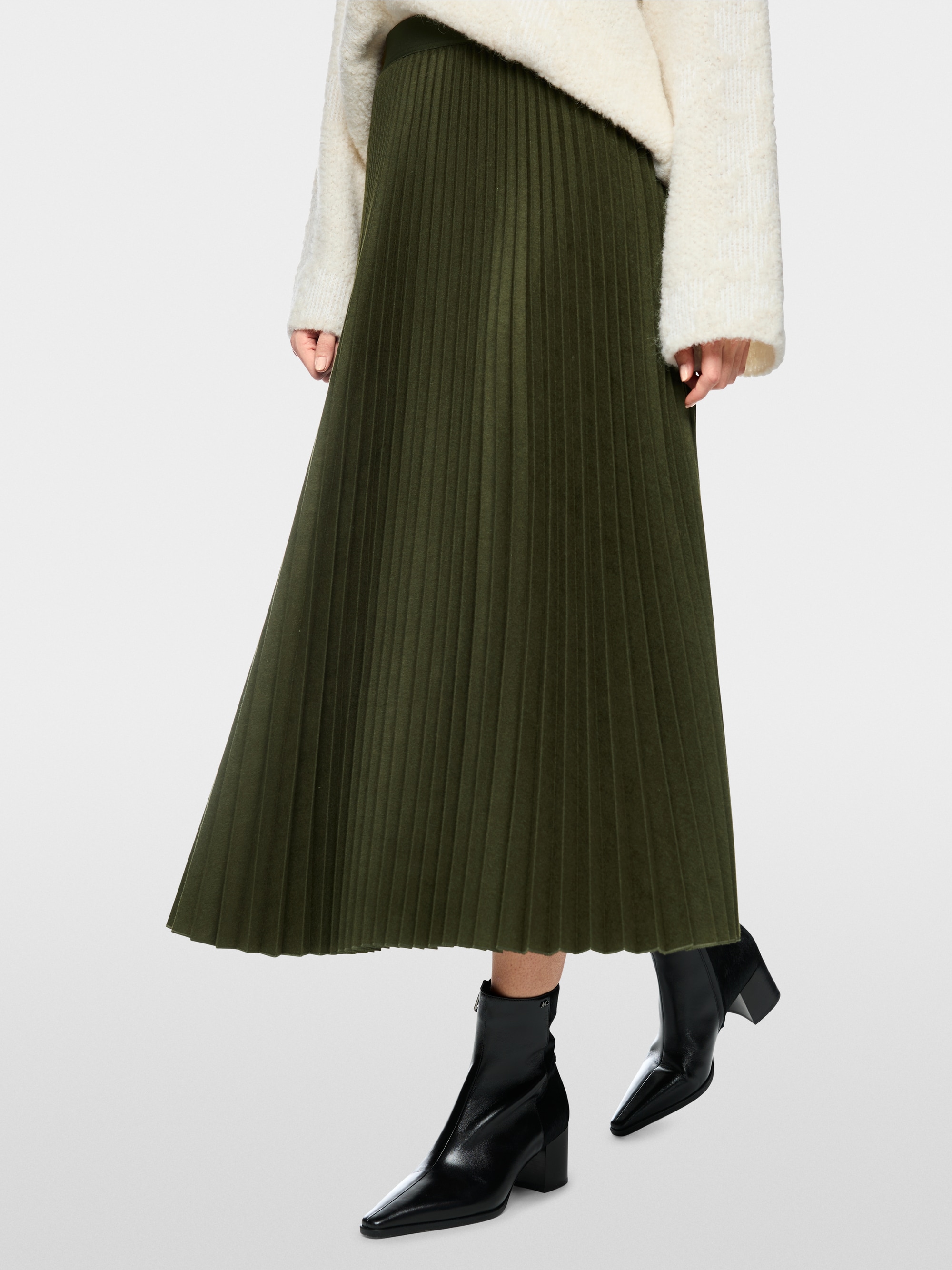 Boiled wool midi skirt