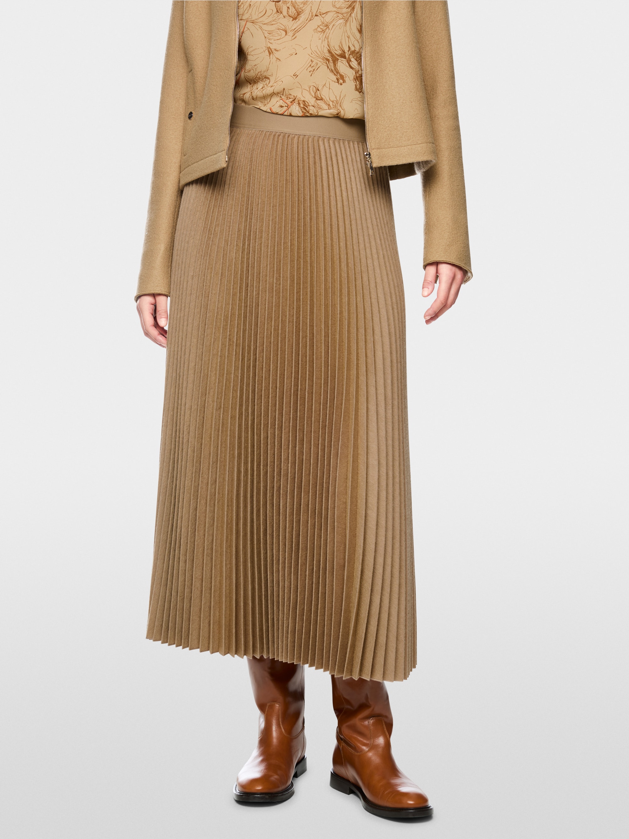 Boiled wool midi skirt