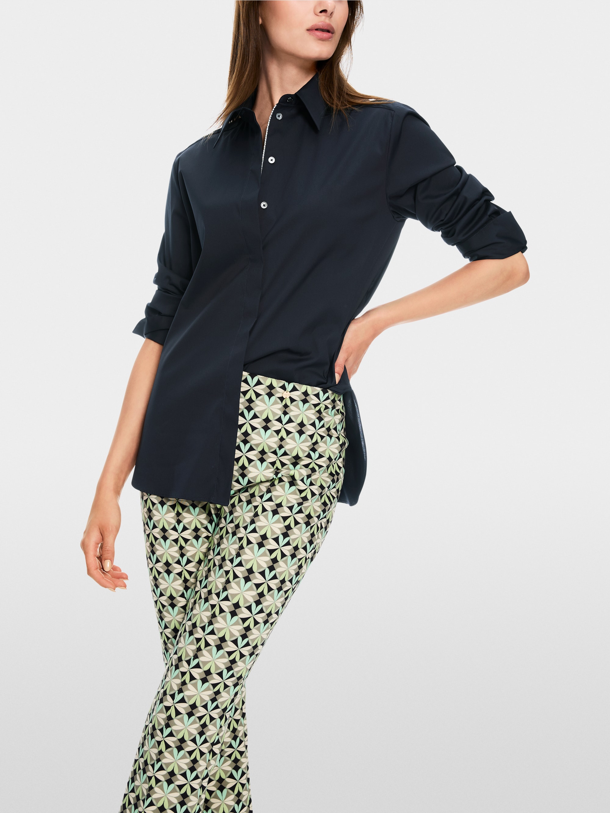 Stretchkatoenen overhemdblouse