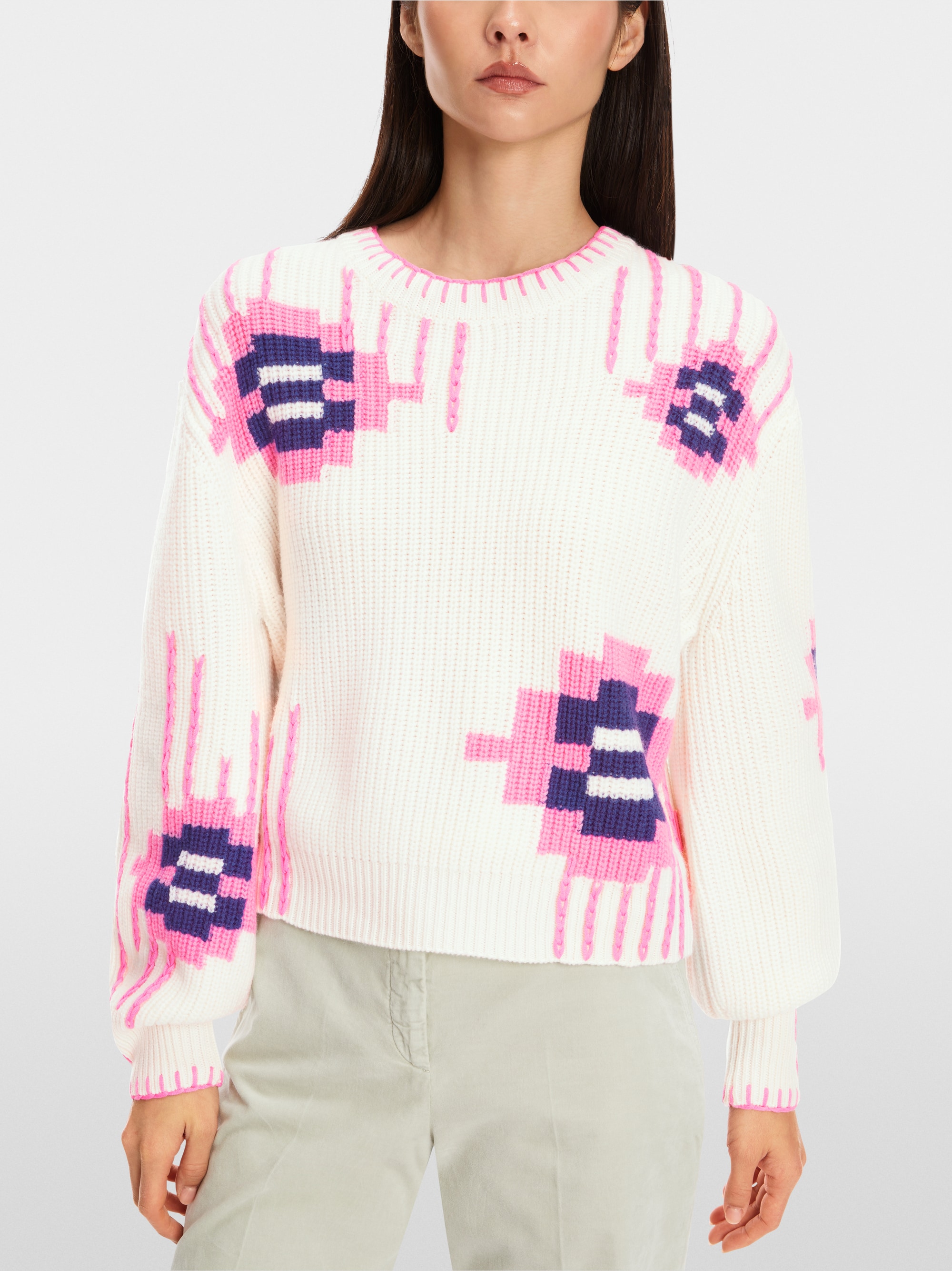 Pullover mit platziertem Knit-Jag-Muster