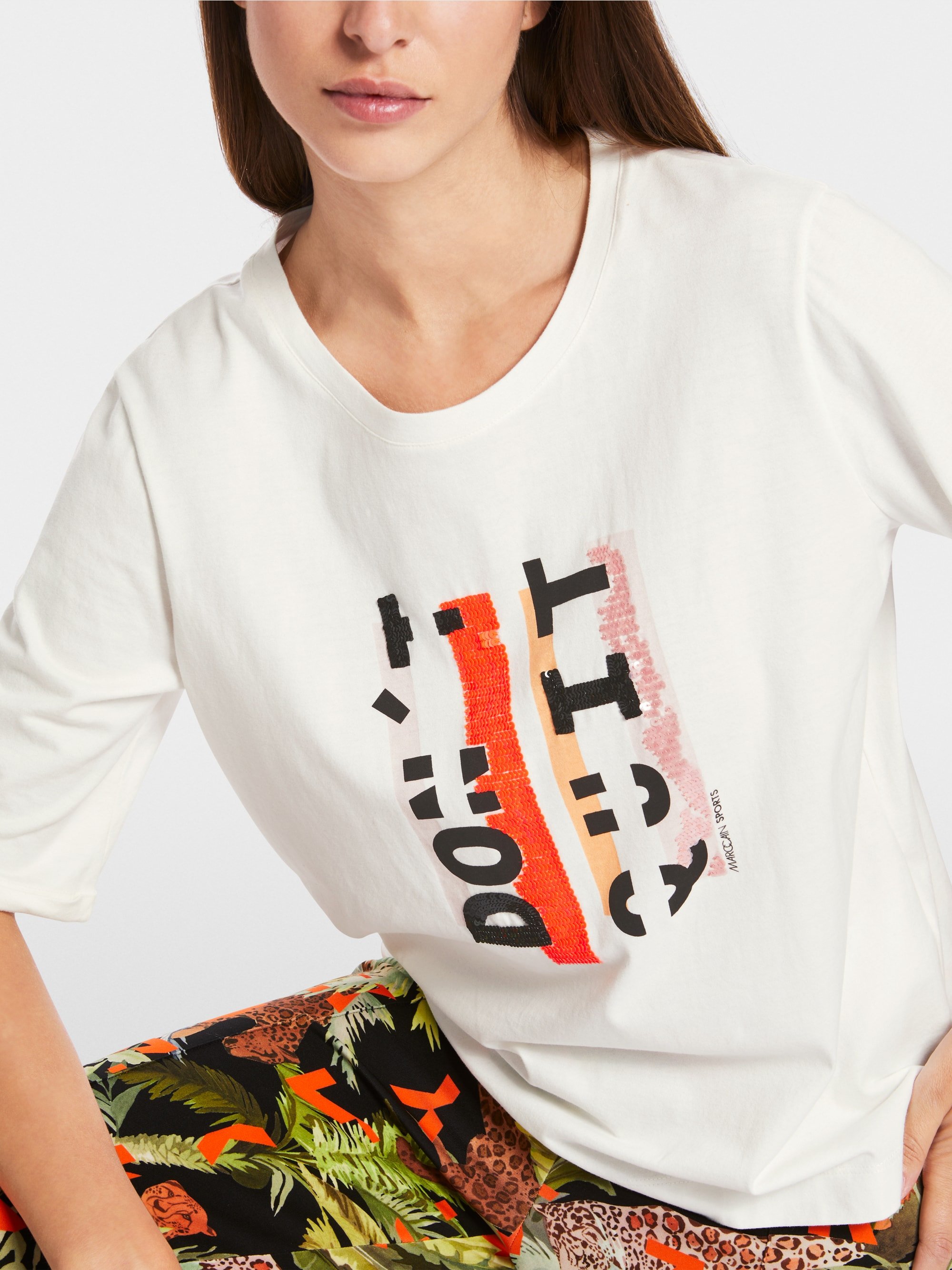 Baumwoll-T-Shirt mit Schrift-Print