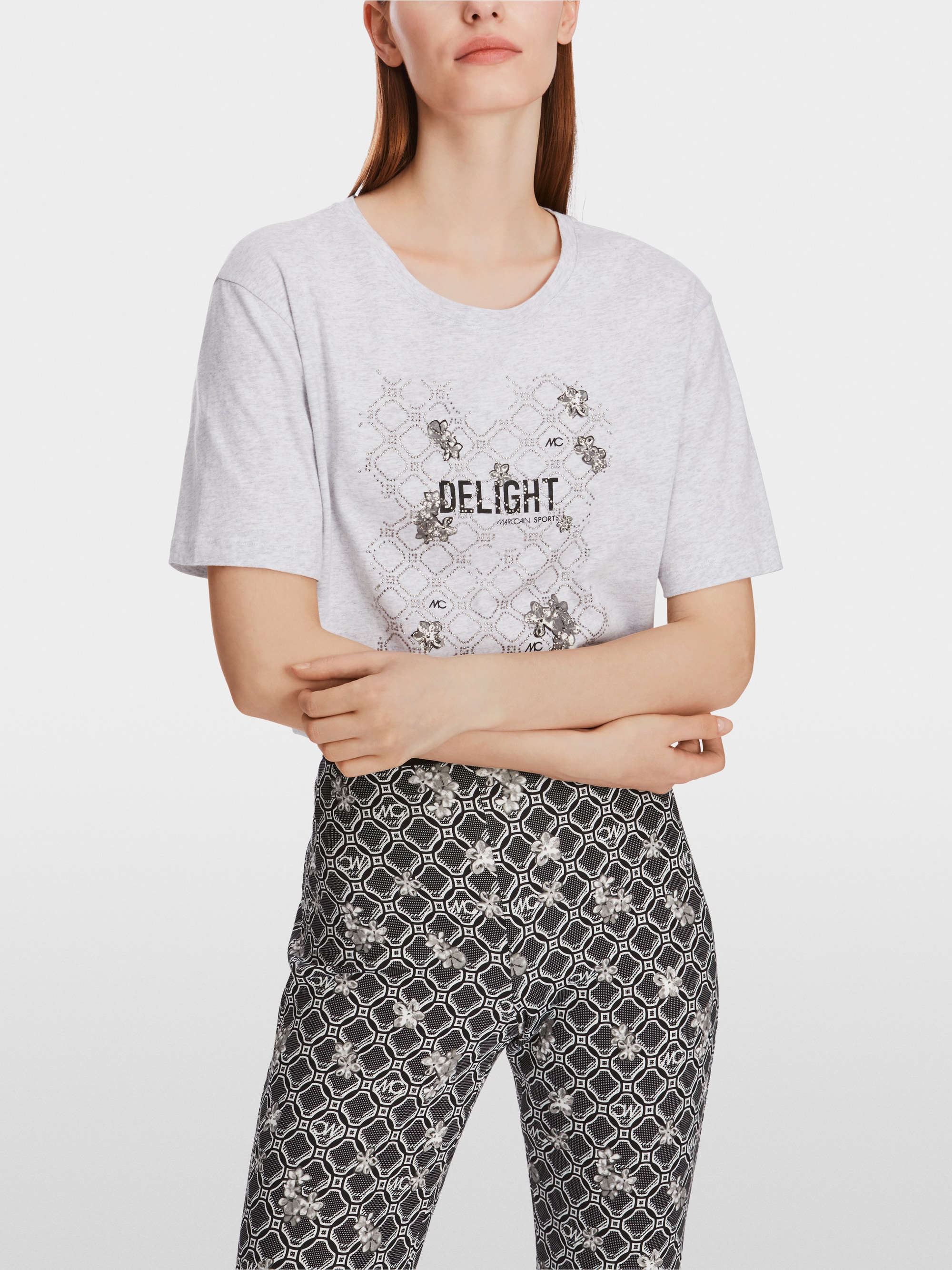 Cotton T-shirt with glitter motif