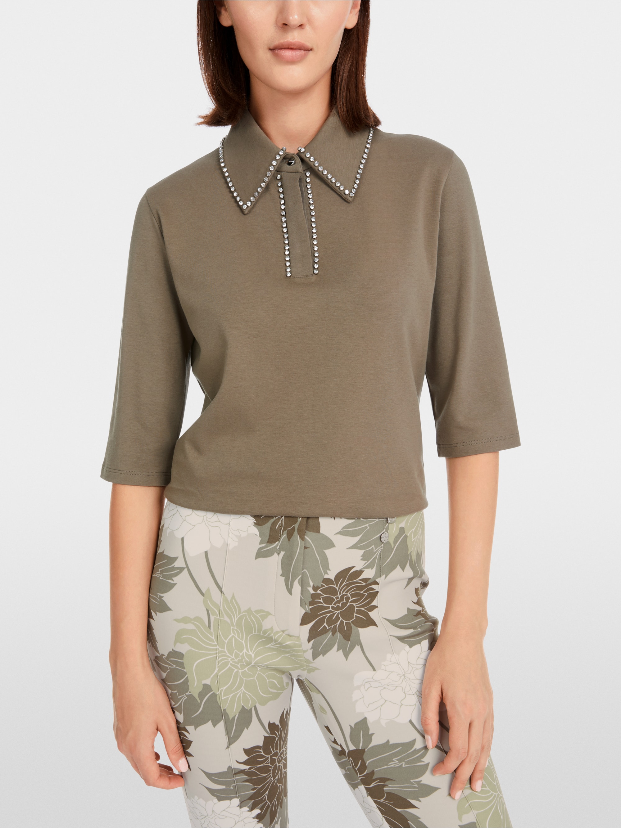Polo-Shirt mit Strass-Besatz