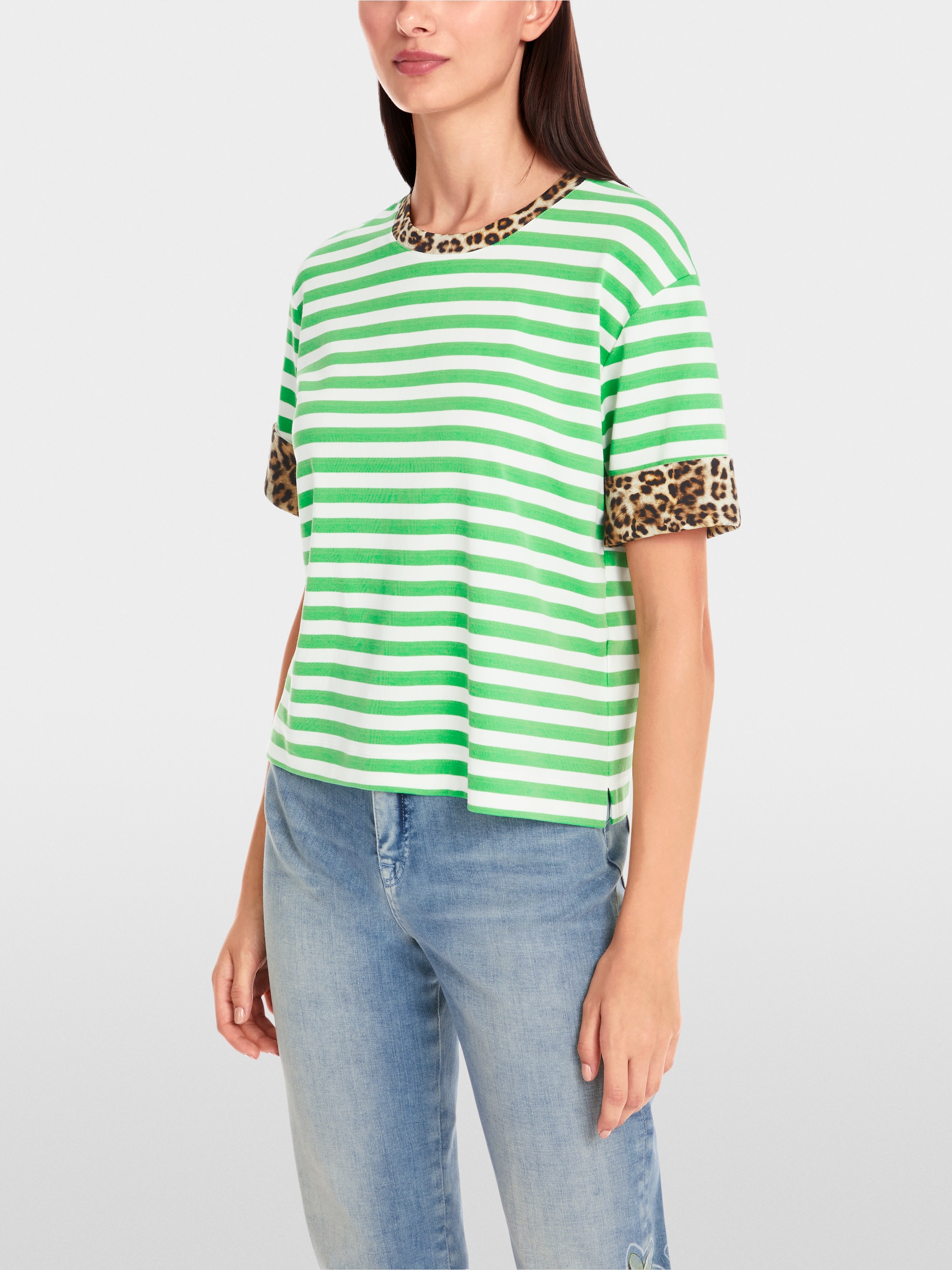 Gestreiftes T-Shirt mit 3/4-Ärmel