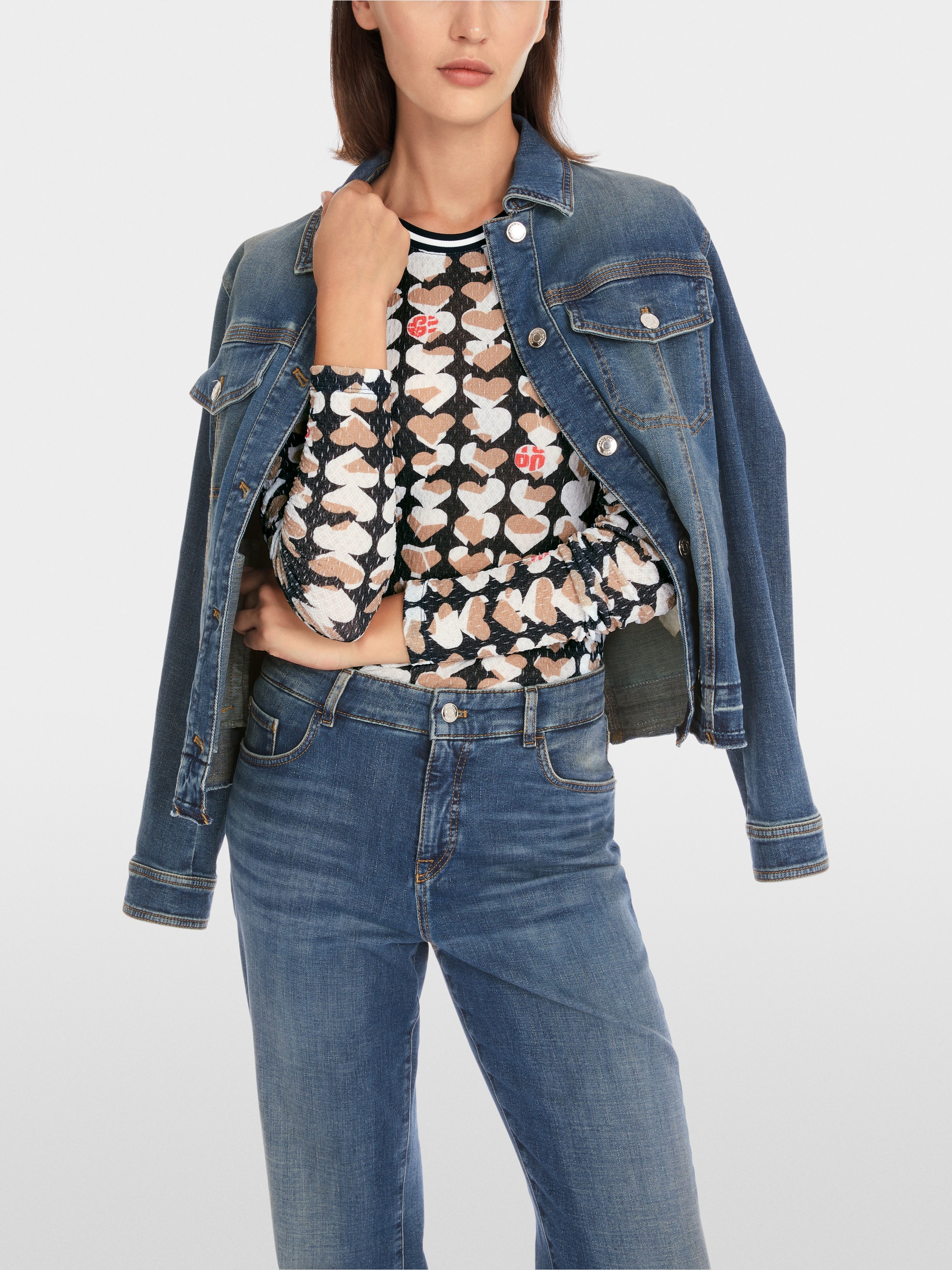 Long-sleeve in crinkle print