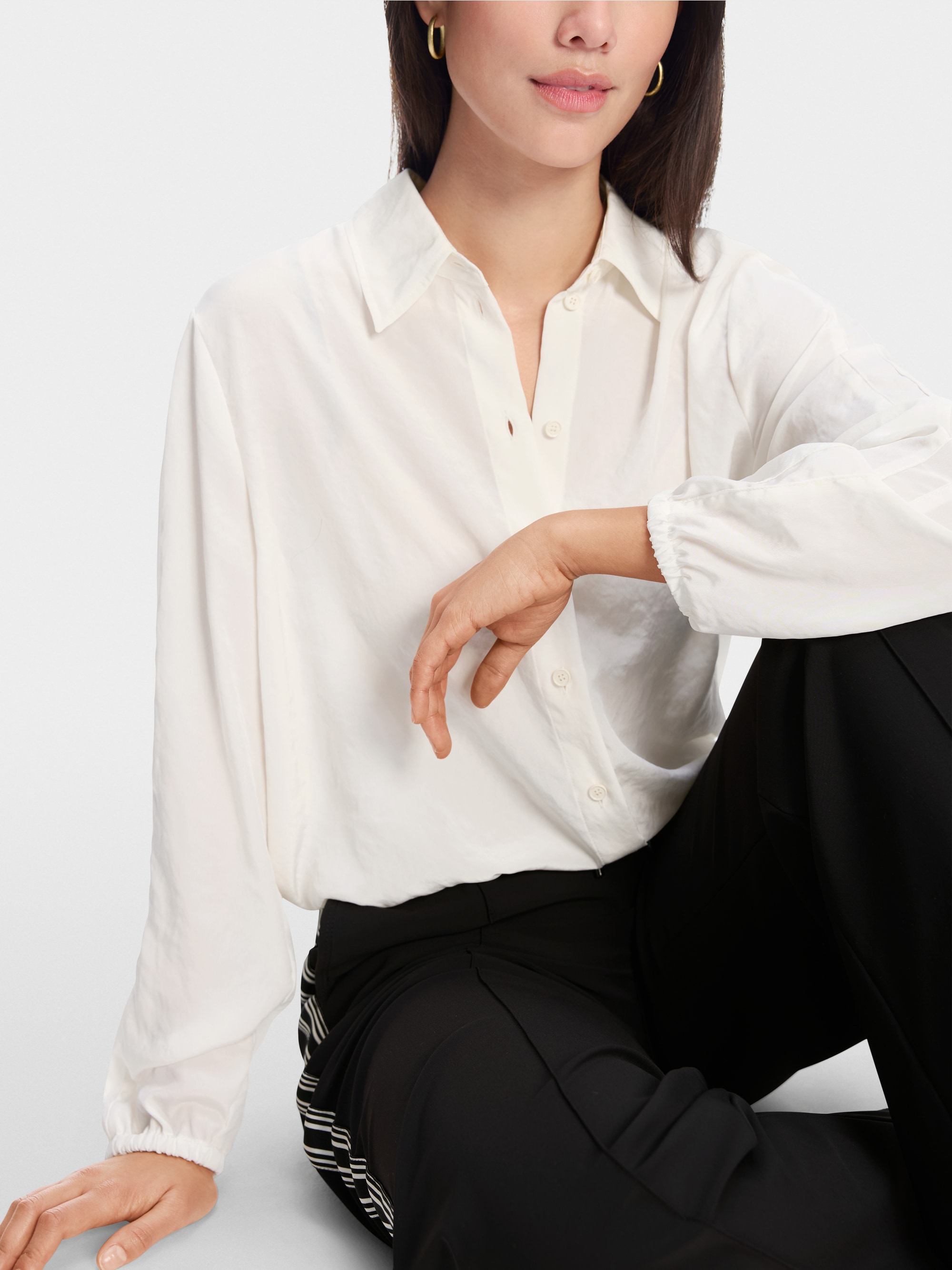 Lichtgewicht overhemdblouse effen kleur