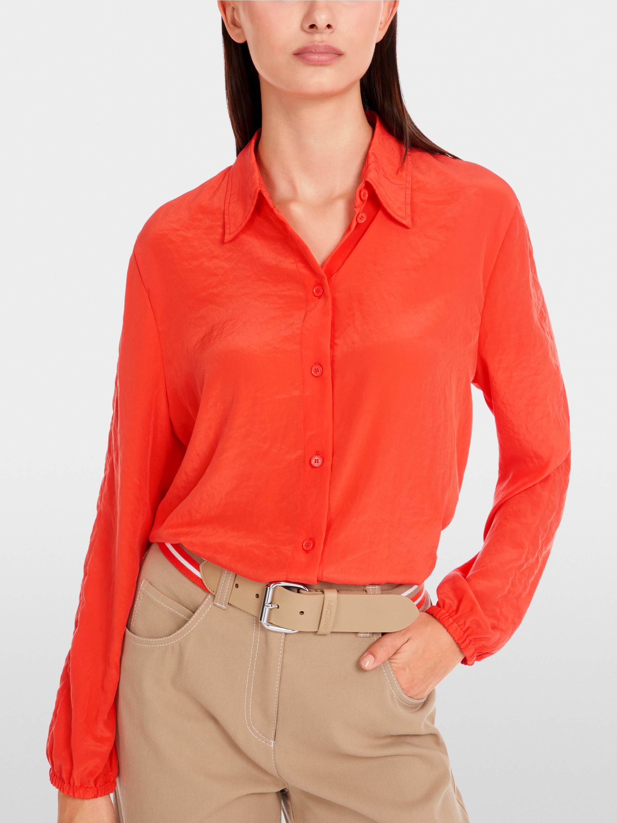 Leichte Hemdbluse in Uni