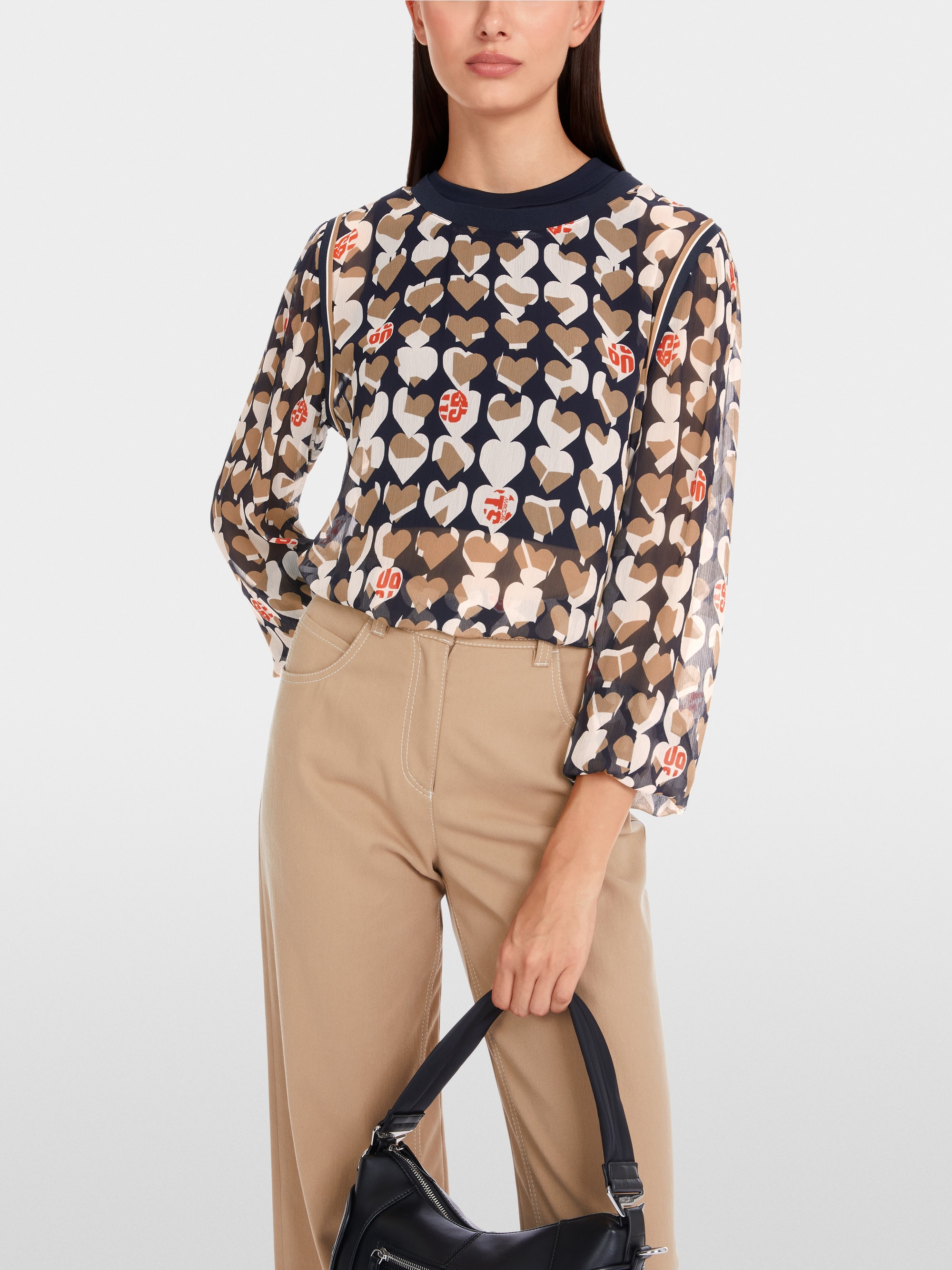 Bedrukte viscose crêpe blouse