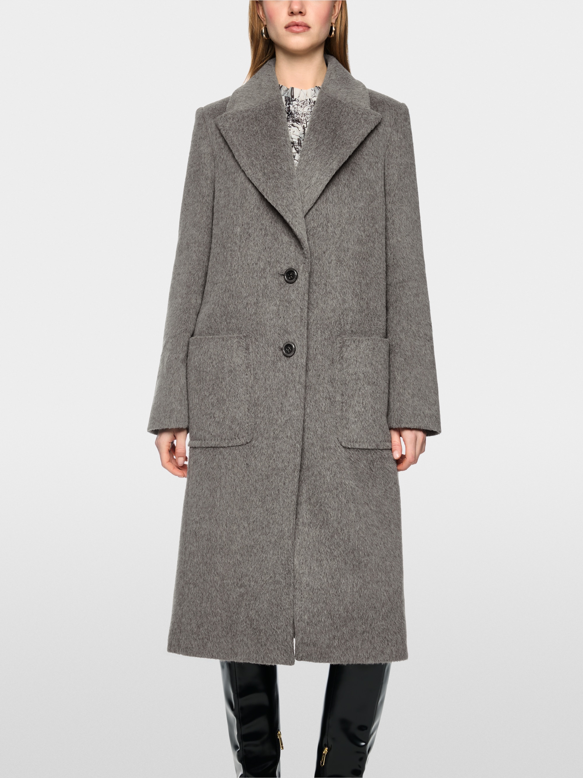 Alpaca wool coat with lapels