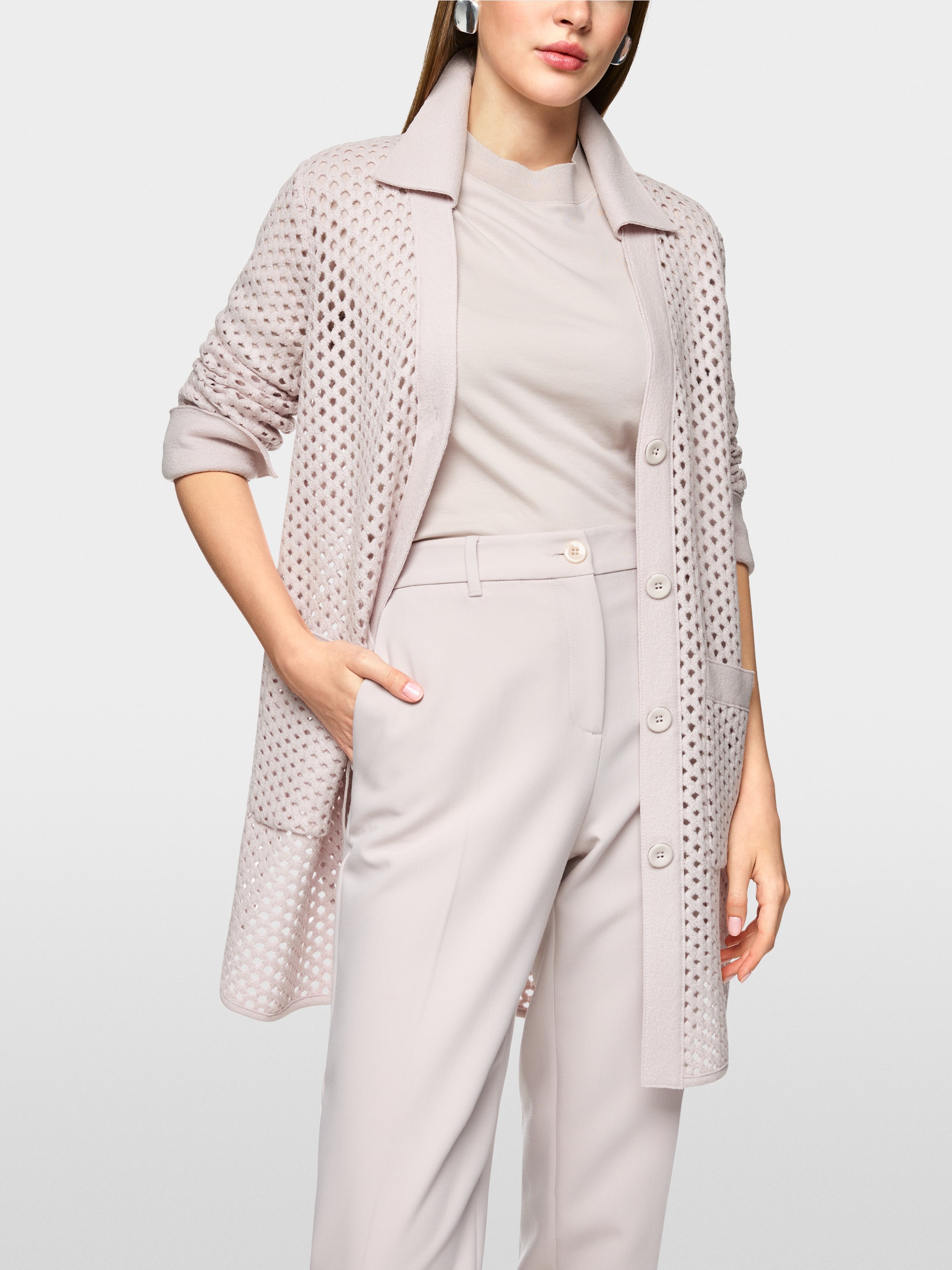 Cardigan met rasterlook, Knitted in Germany