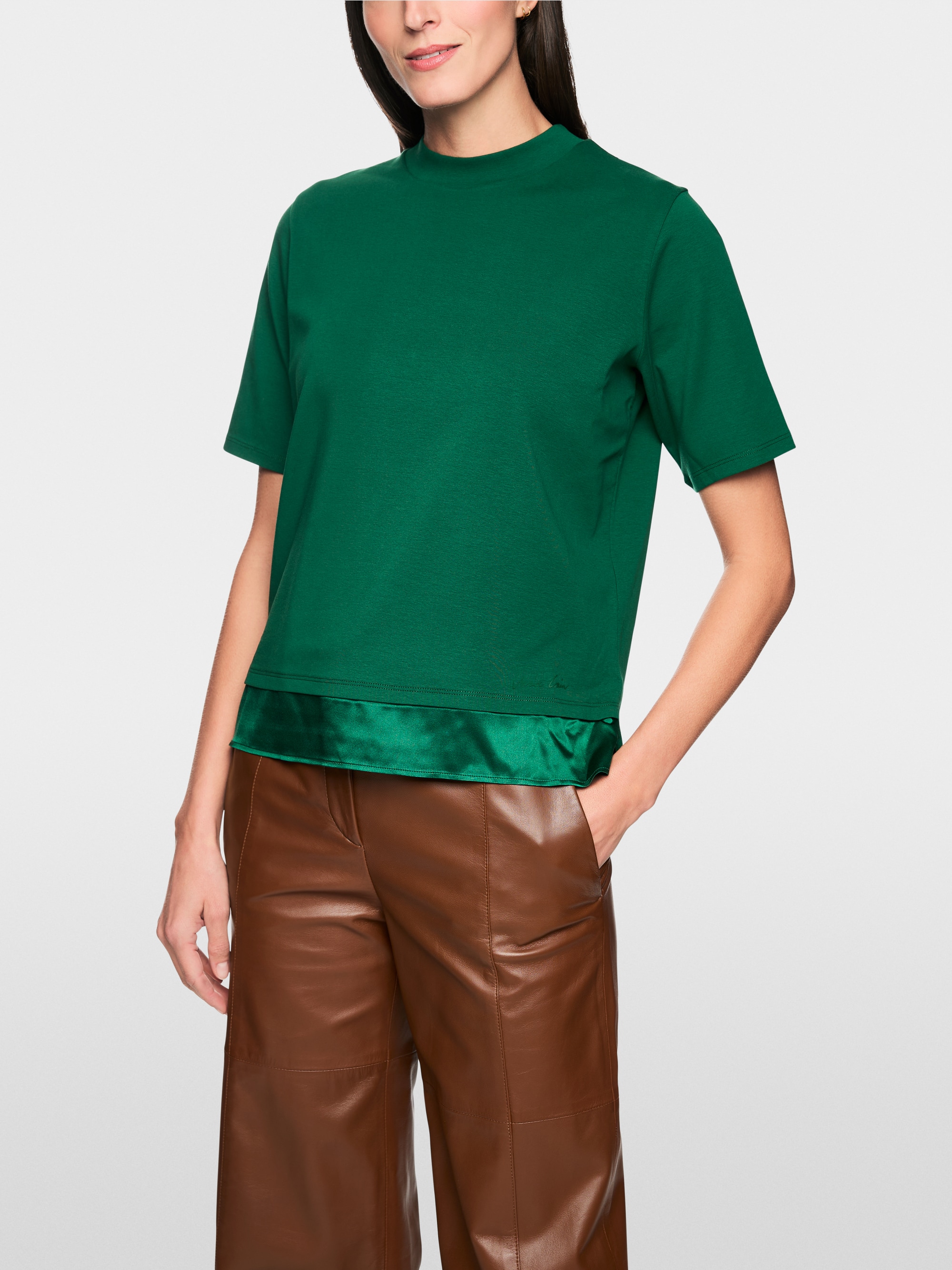 Shirt mit Seidenbesatz