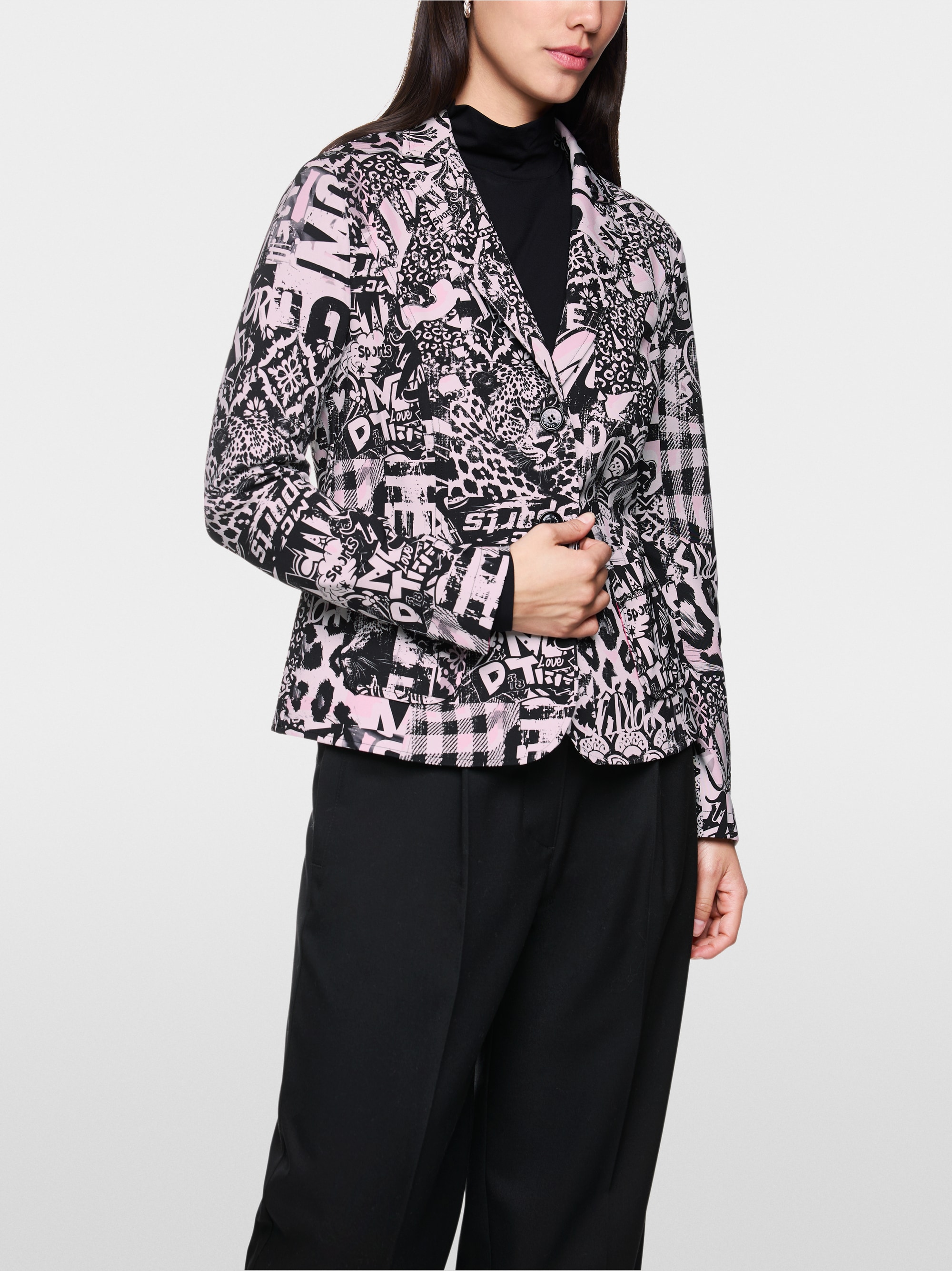 Printed blazer in scuba jersey