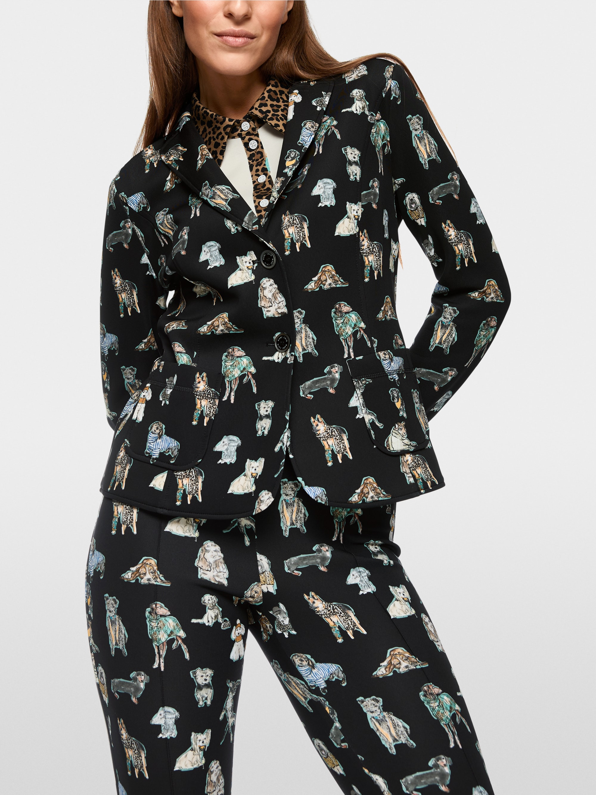 Scuba-blazer met doggy print
