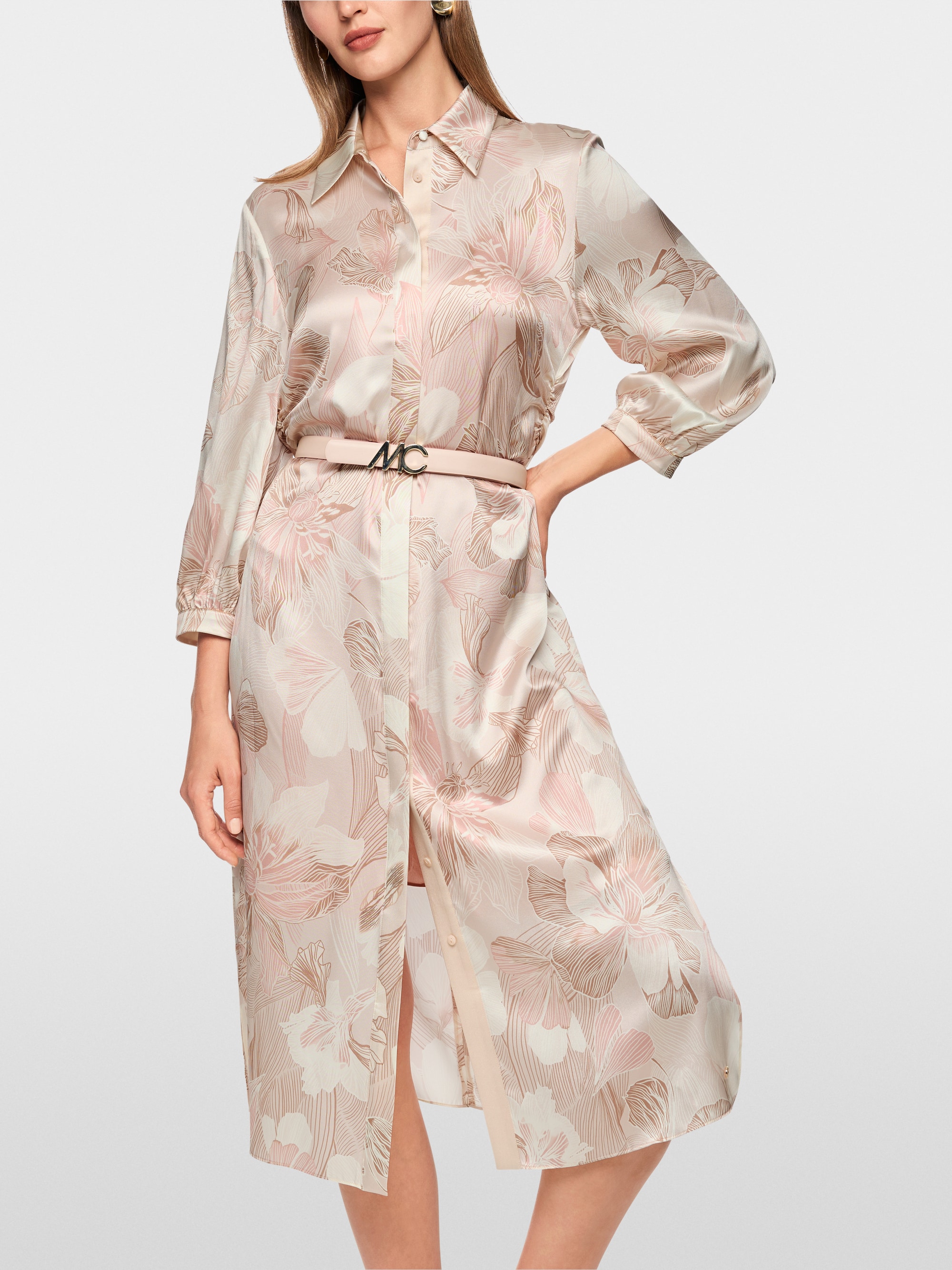 Robe chemisier en soie à imprimé floral