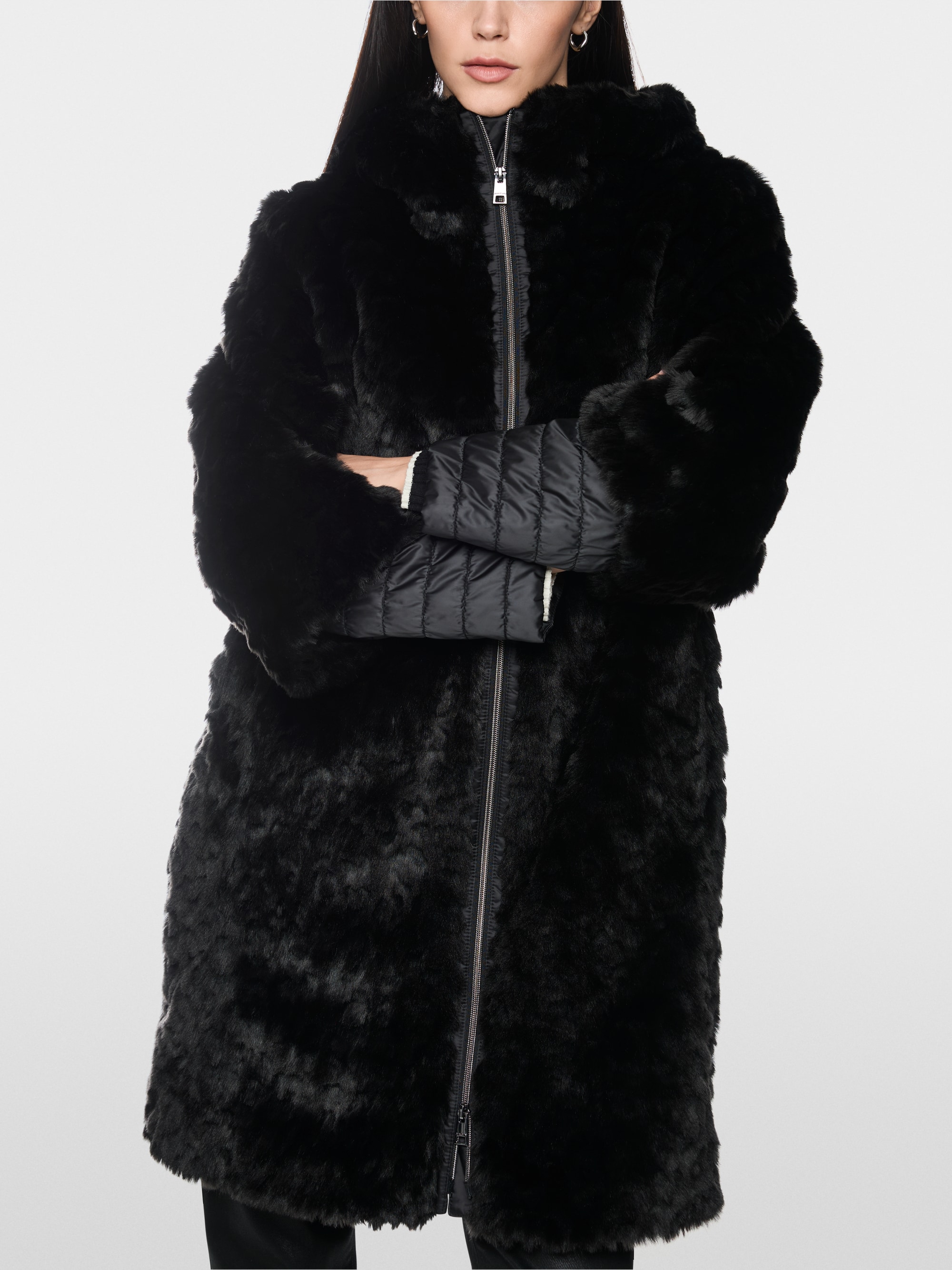 Faux fur hooded coat