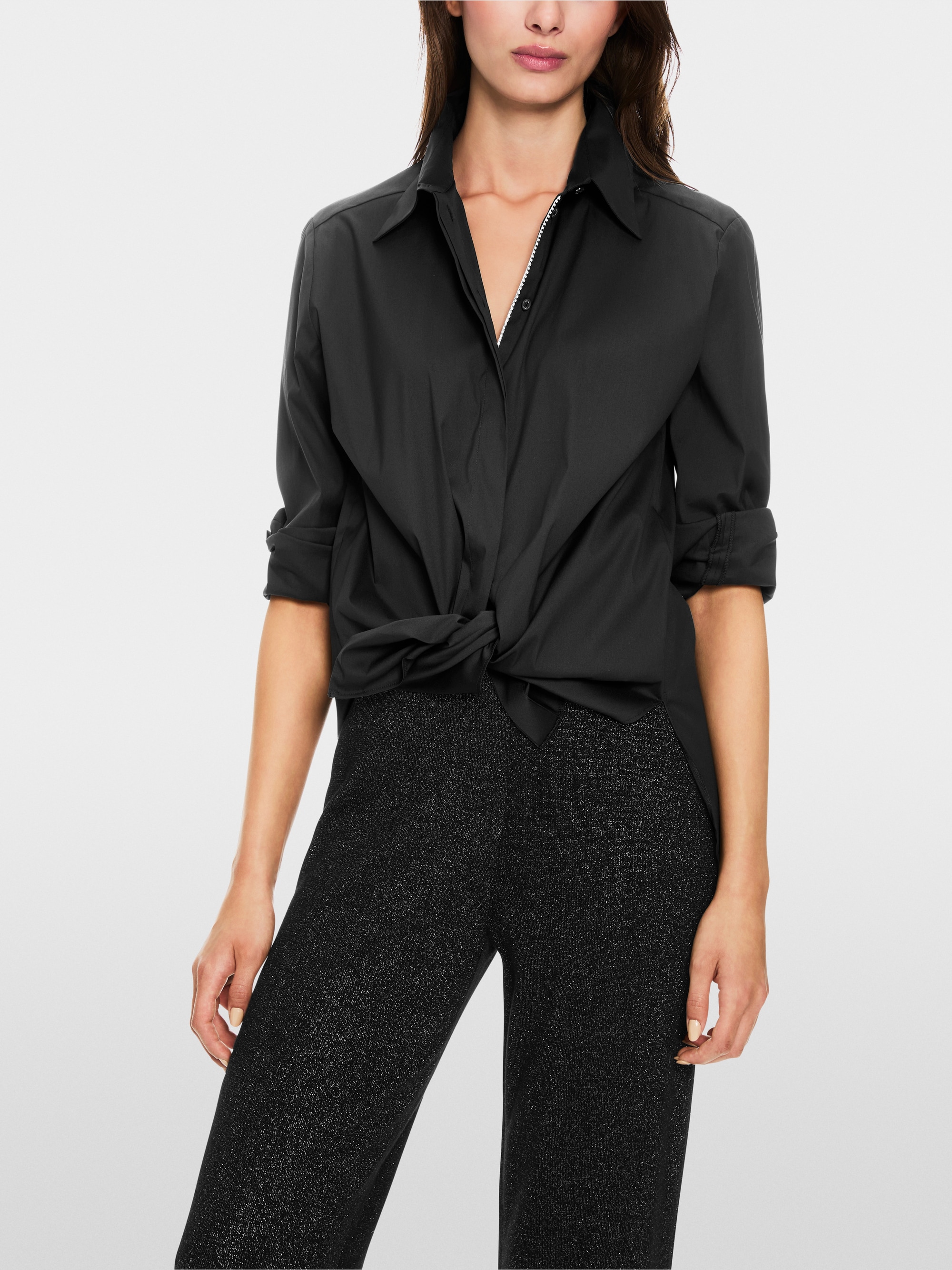 Stretchkatoenen overhemdblouse