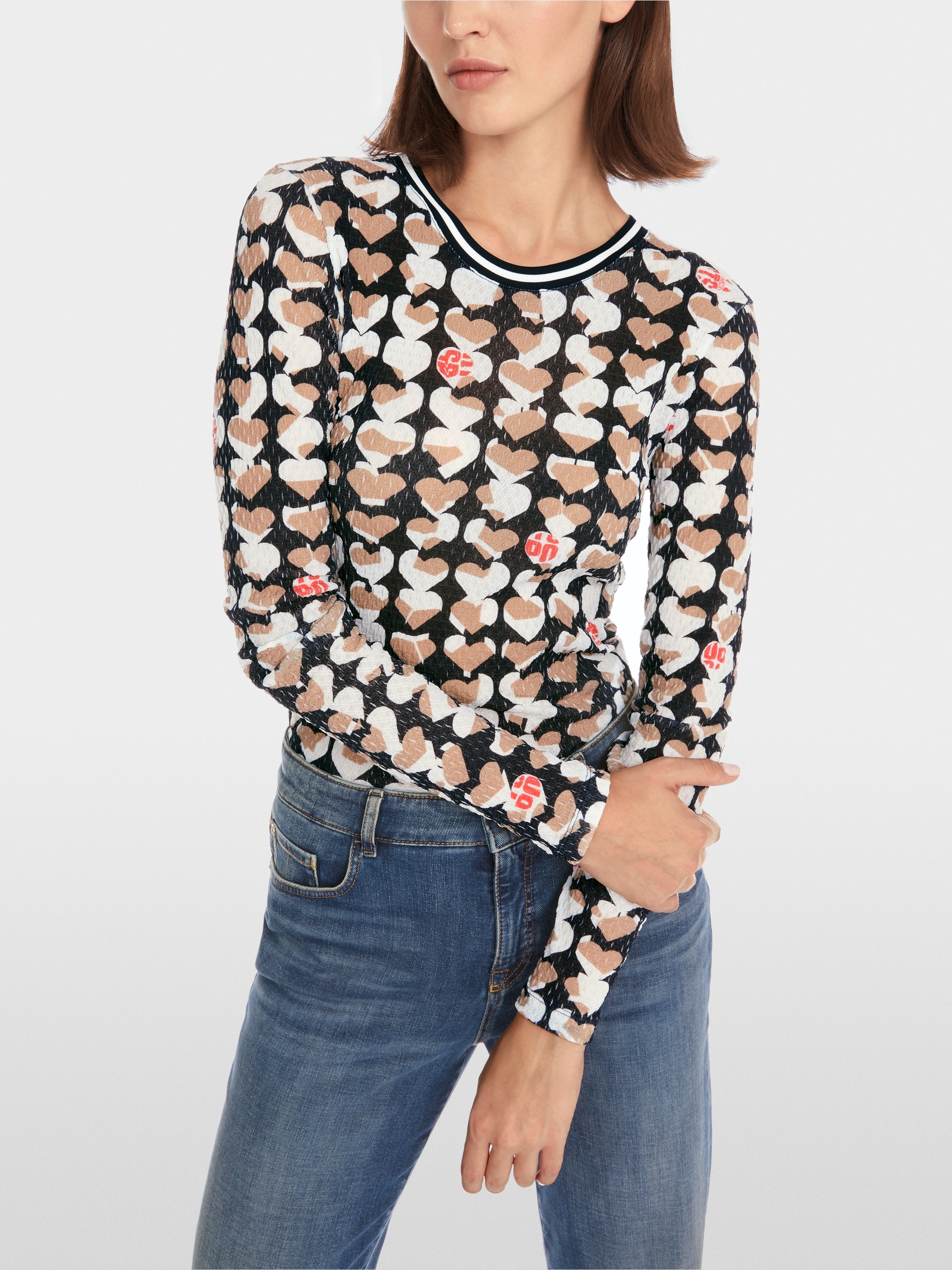 Long-sleeve in crinkle print