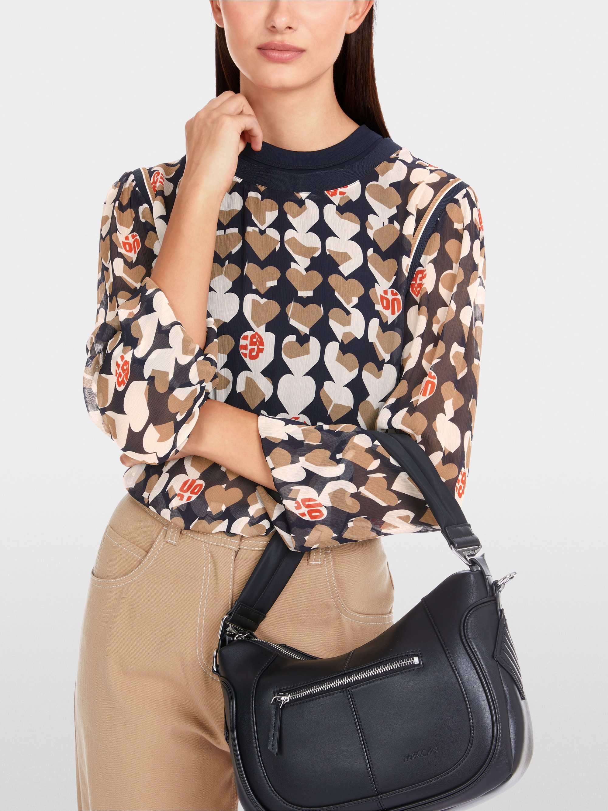 Bedrukte viscose crêpe blouse