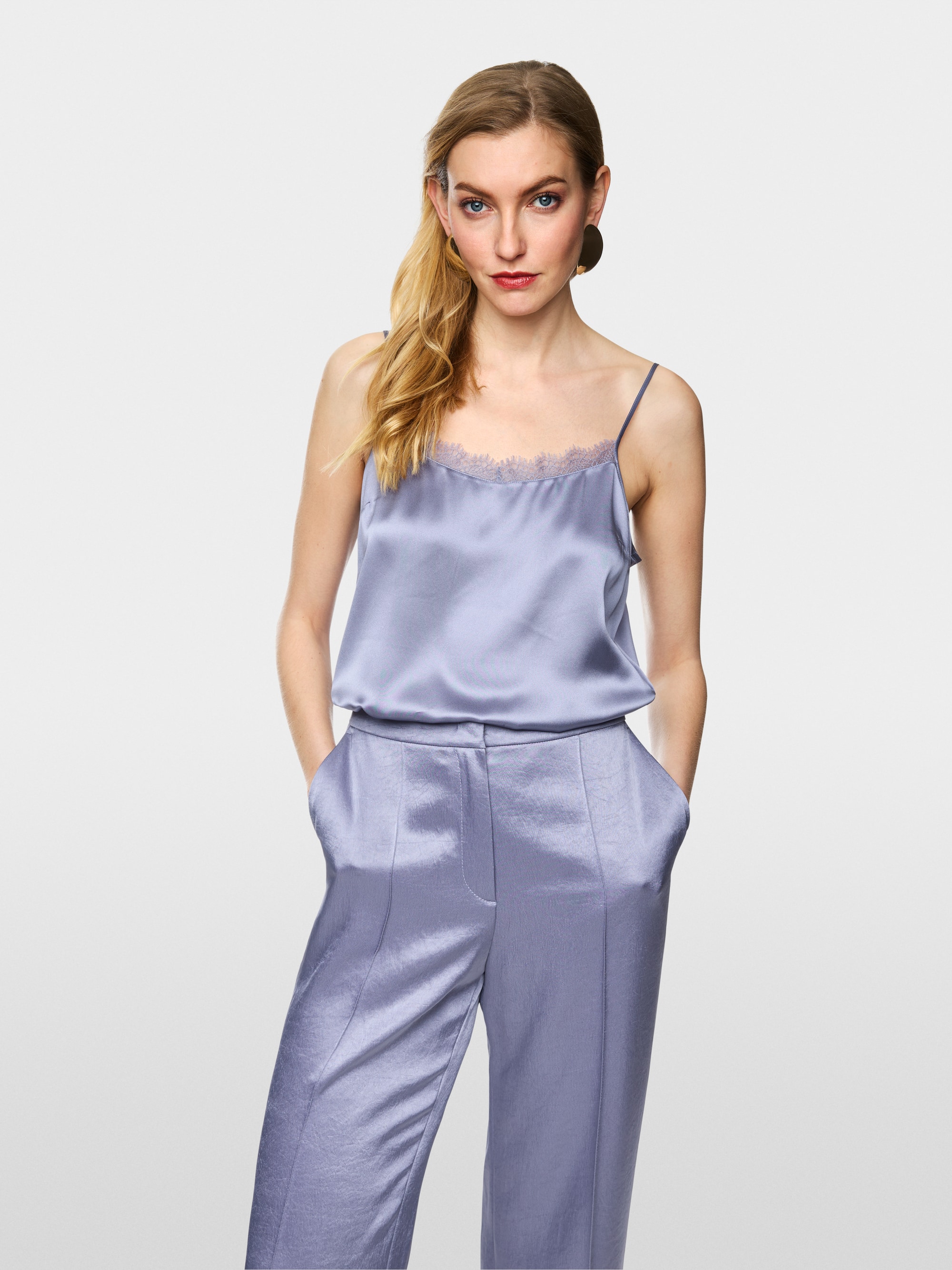 Silk top with lace