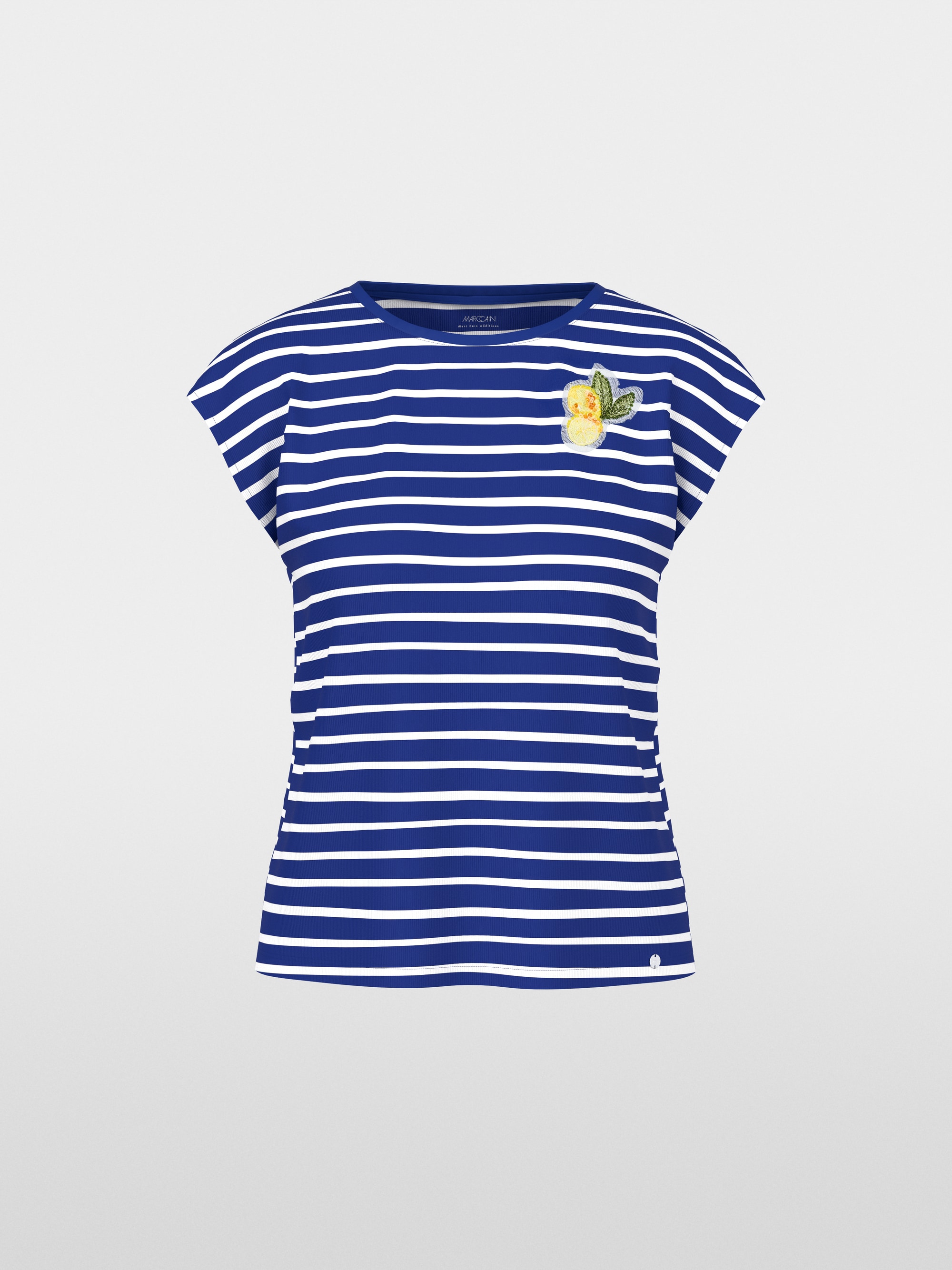 Striped shirt with lemon appliqué