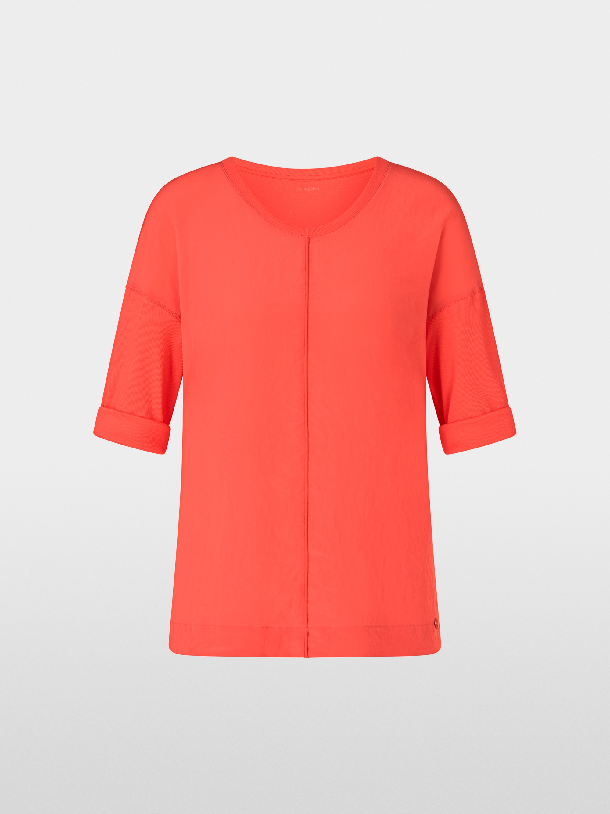 Wide blouse in material mix