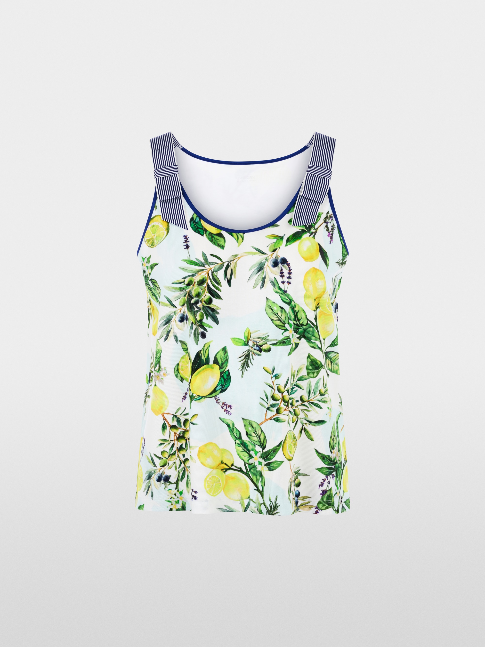 Stretch cotton top with lemon print