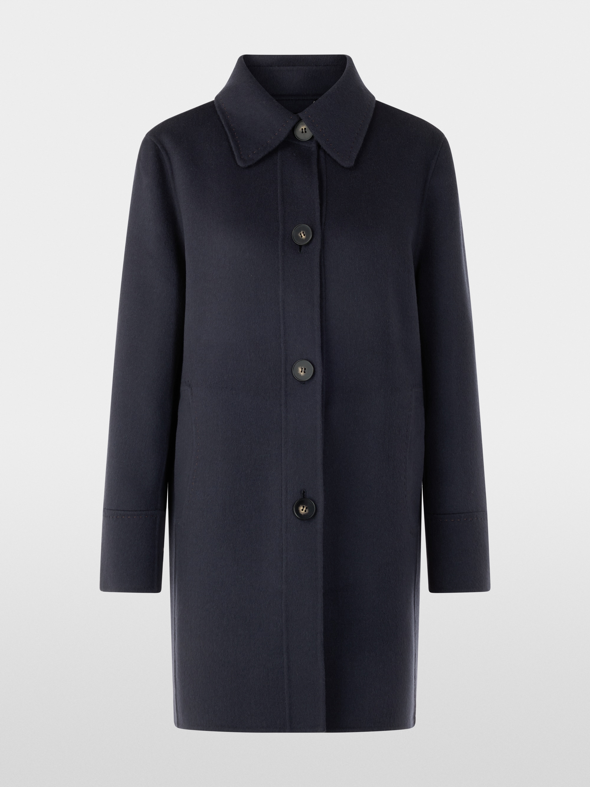 Wool coat with decorative stitching