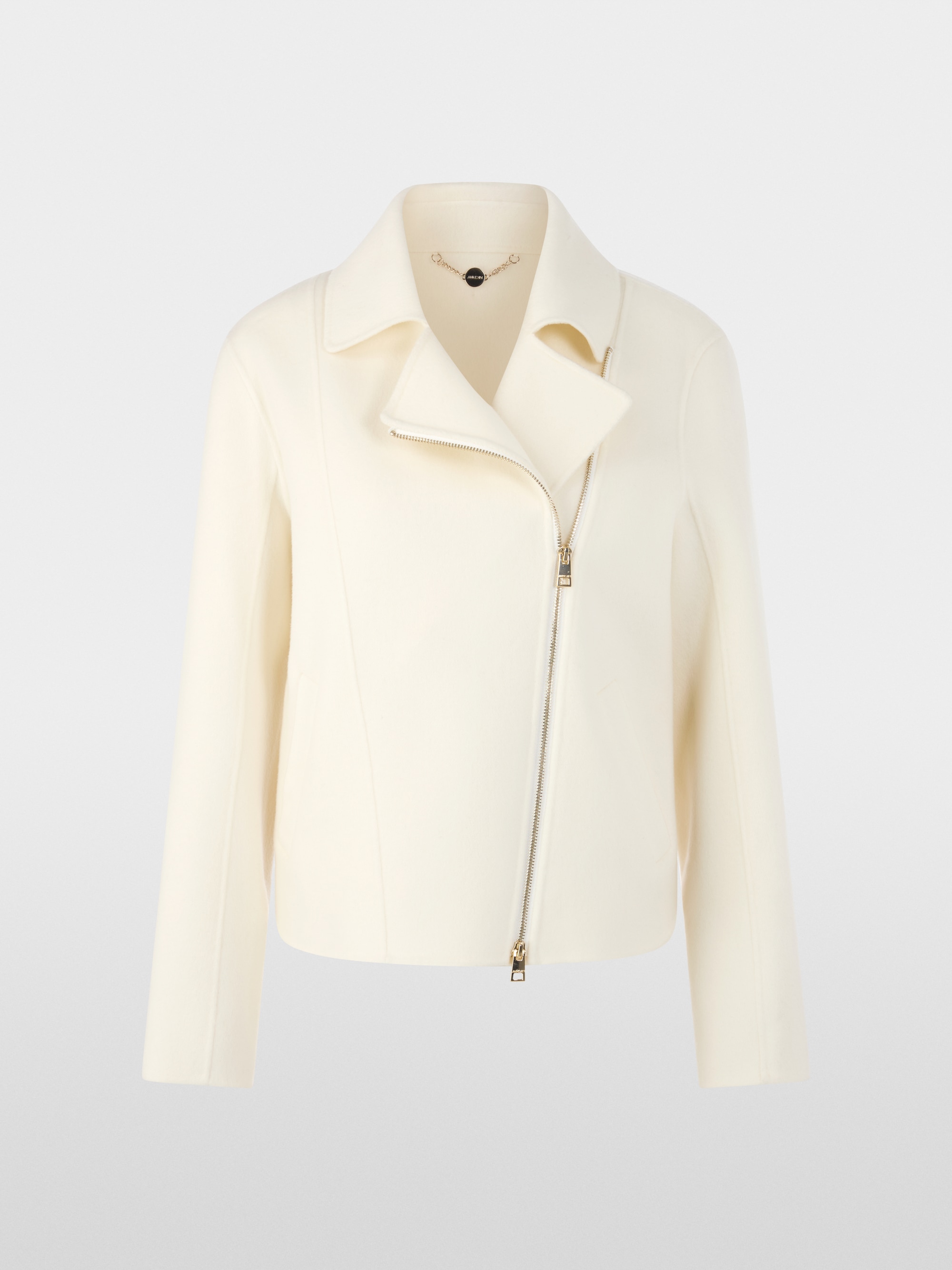 Elegante wollen jas in bikerstijl