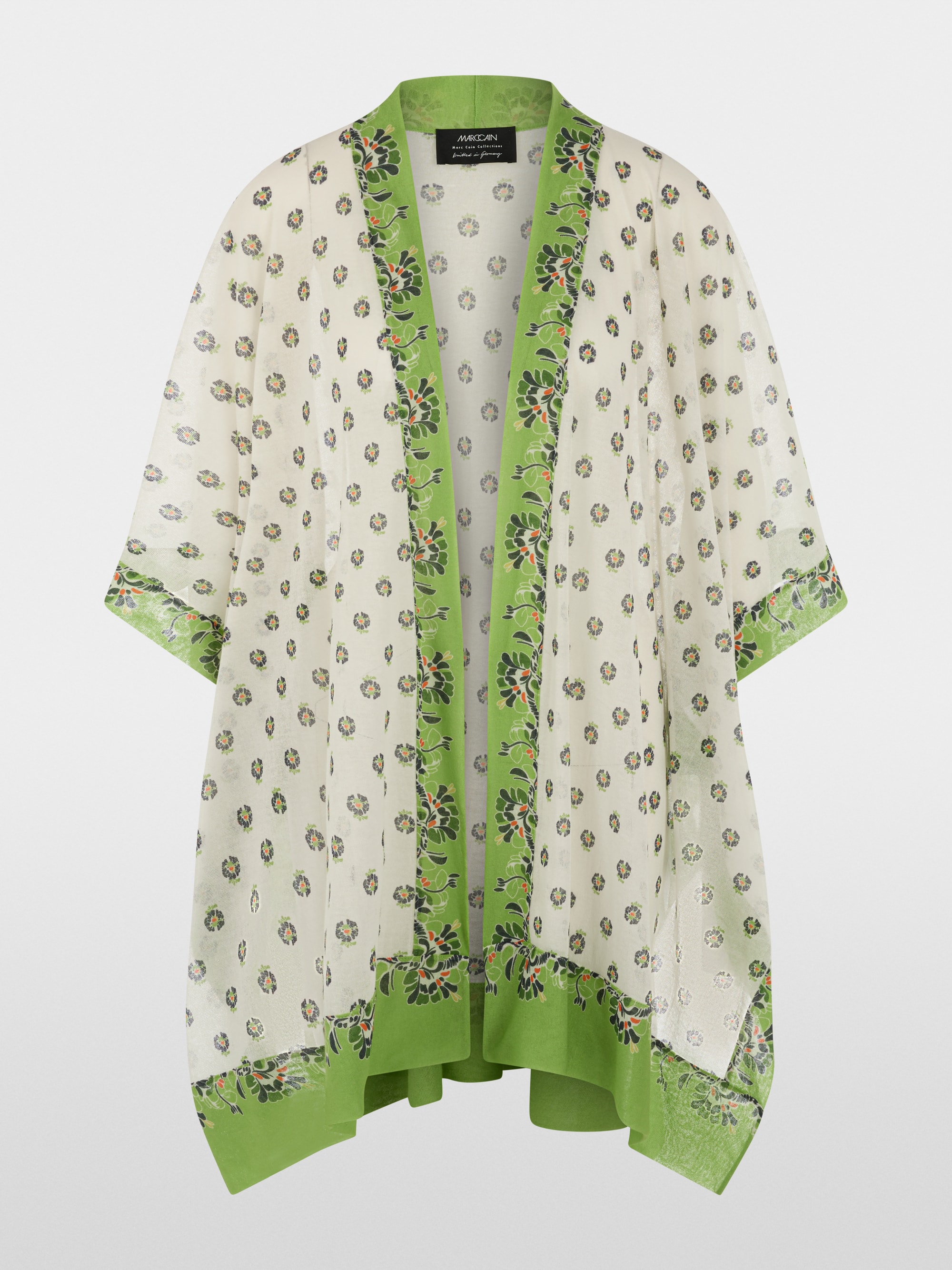 ‘Knitted in Germany’ printed cape