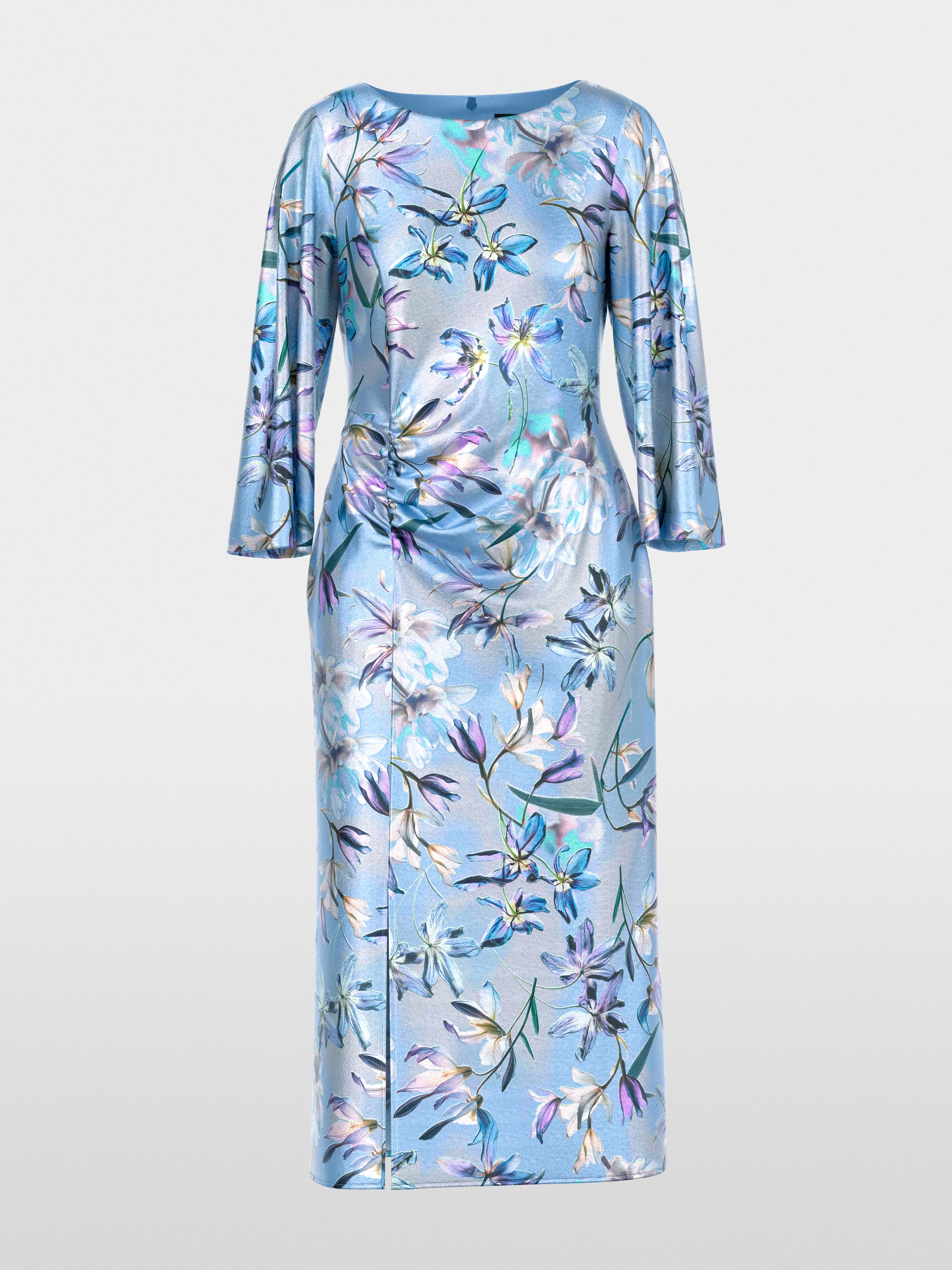Midi dress in silk with floral print