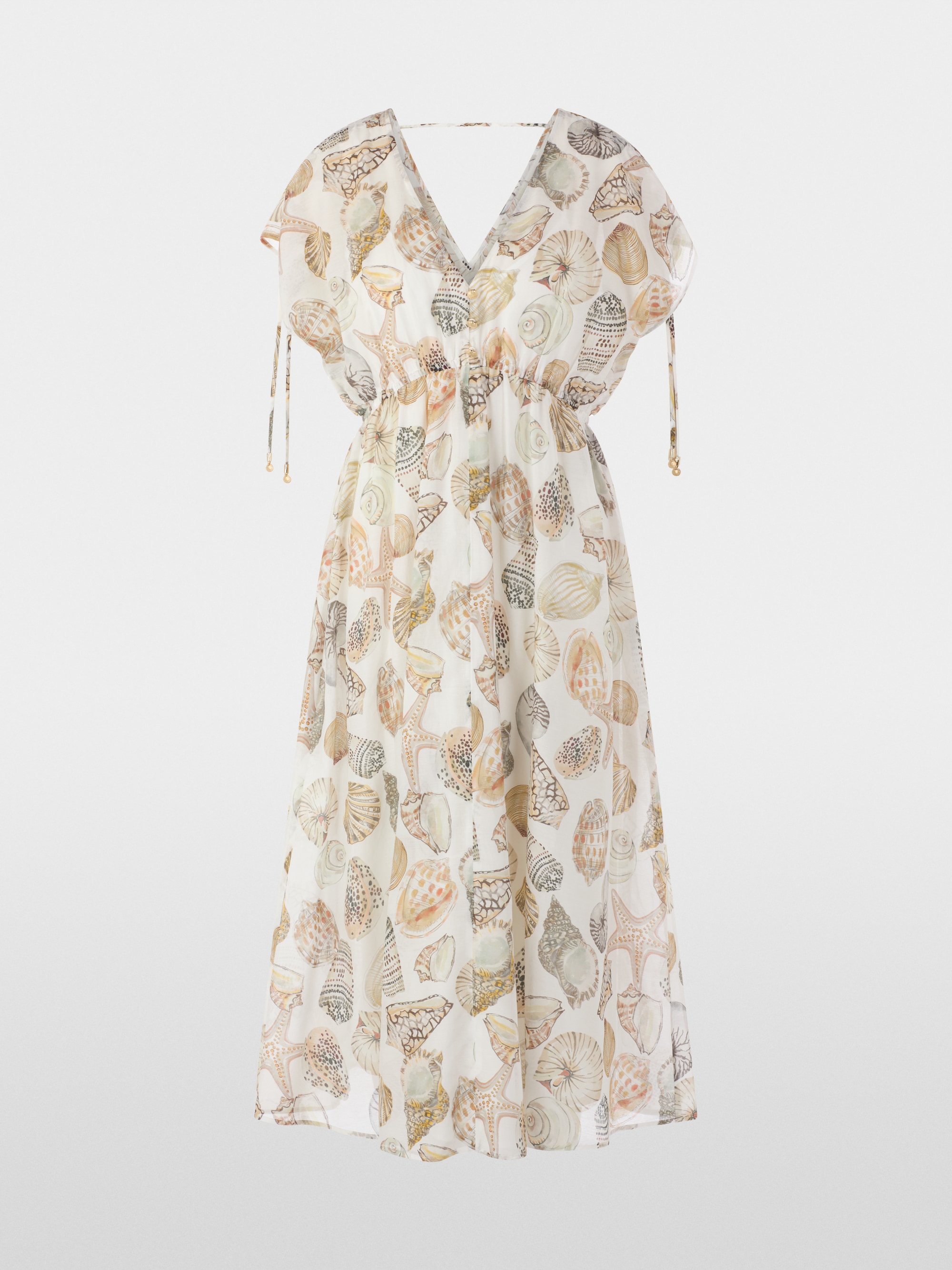 Mid-length dress in cotton and silk