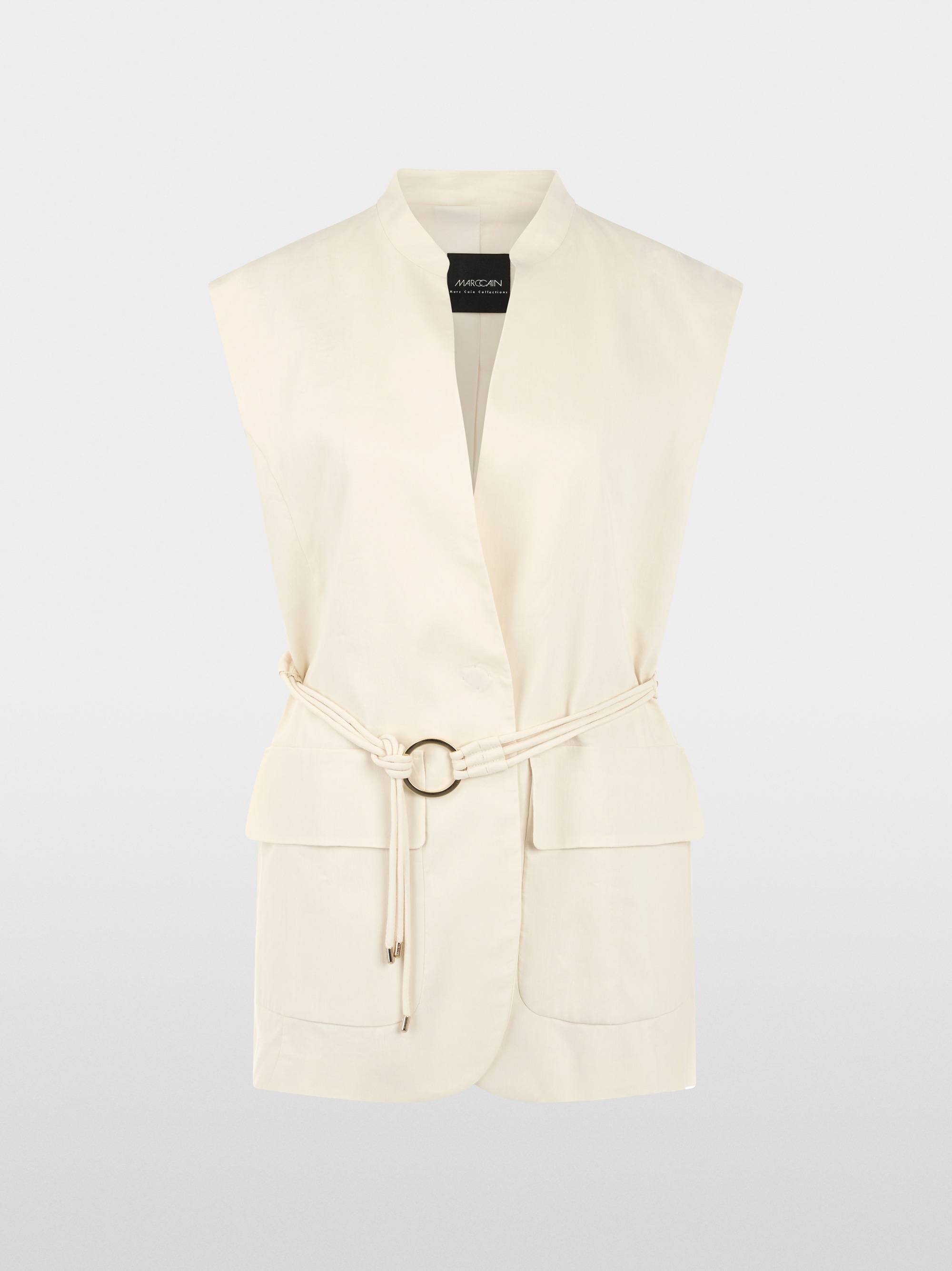 Long linen blend safari vest