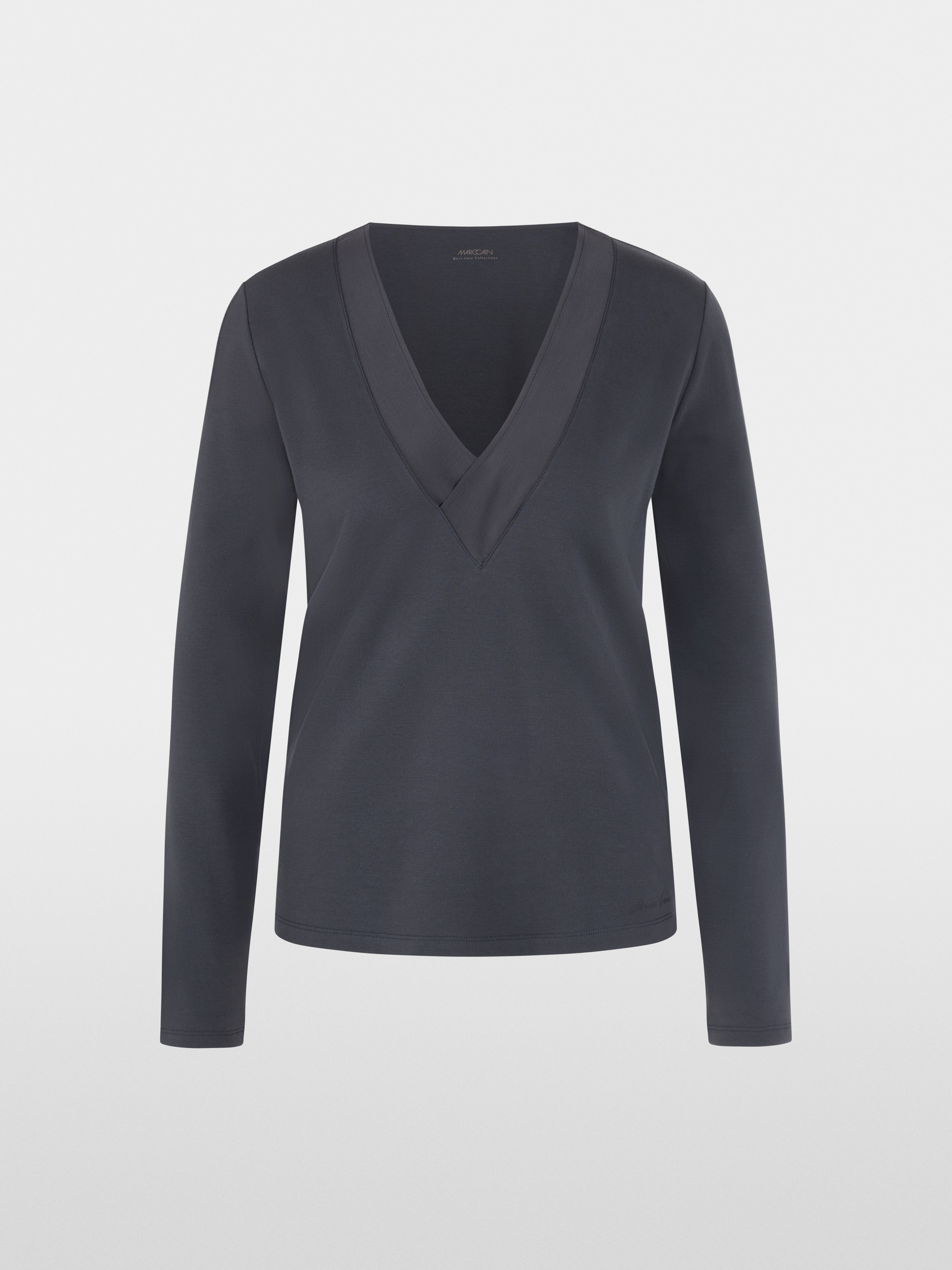 Long-sleeved top with silk trim