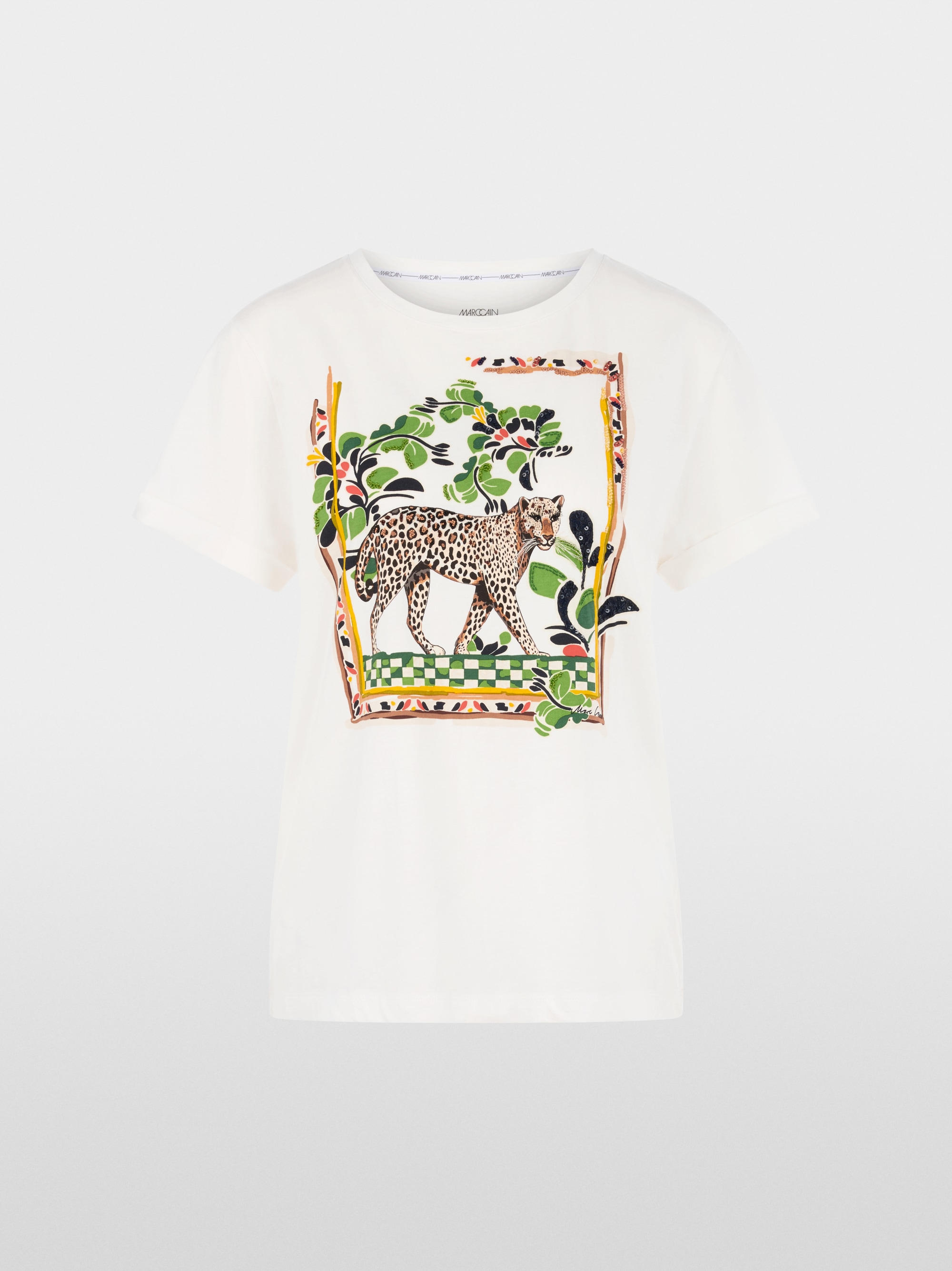 Cotton T-shirt with leopard motif