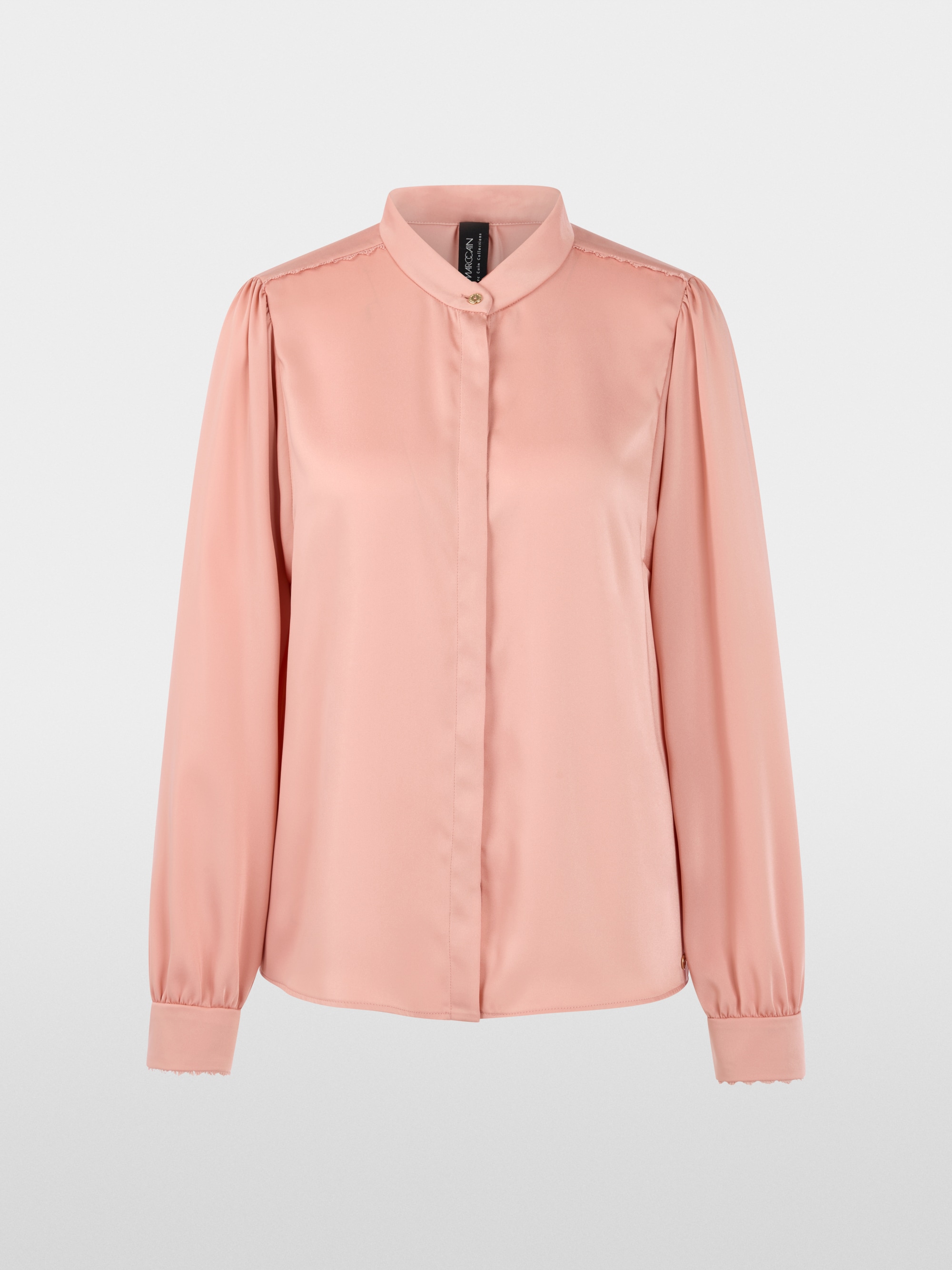 Blouse with lace and stand-up collar