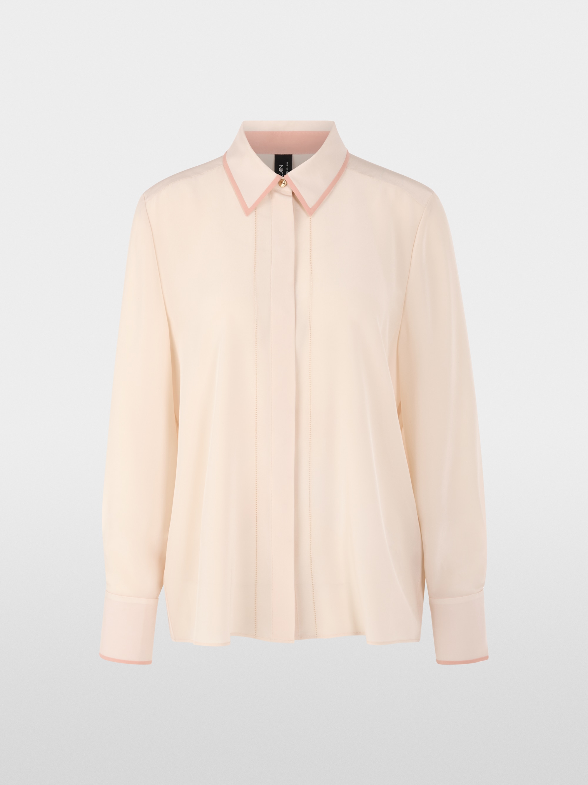 Blouse à col chemise en pure soie