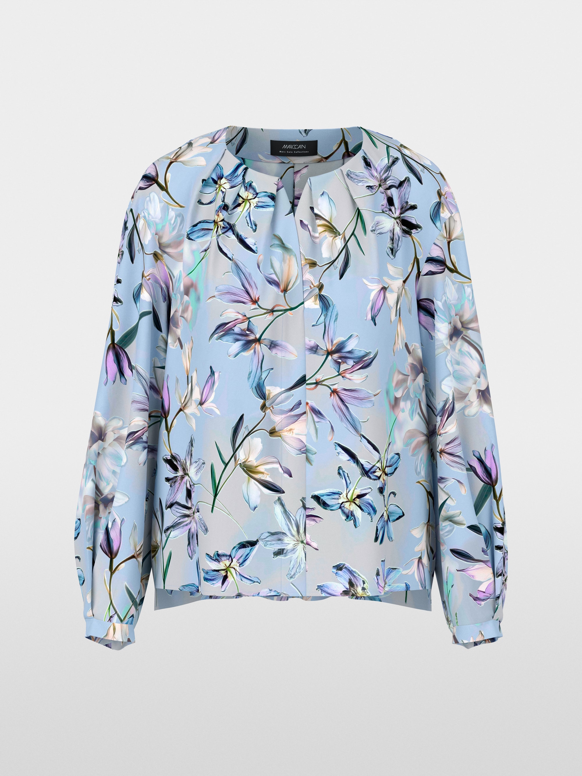 Blouse with all-over lily print