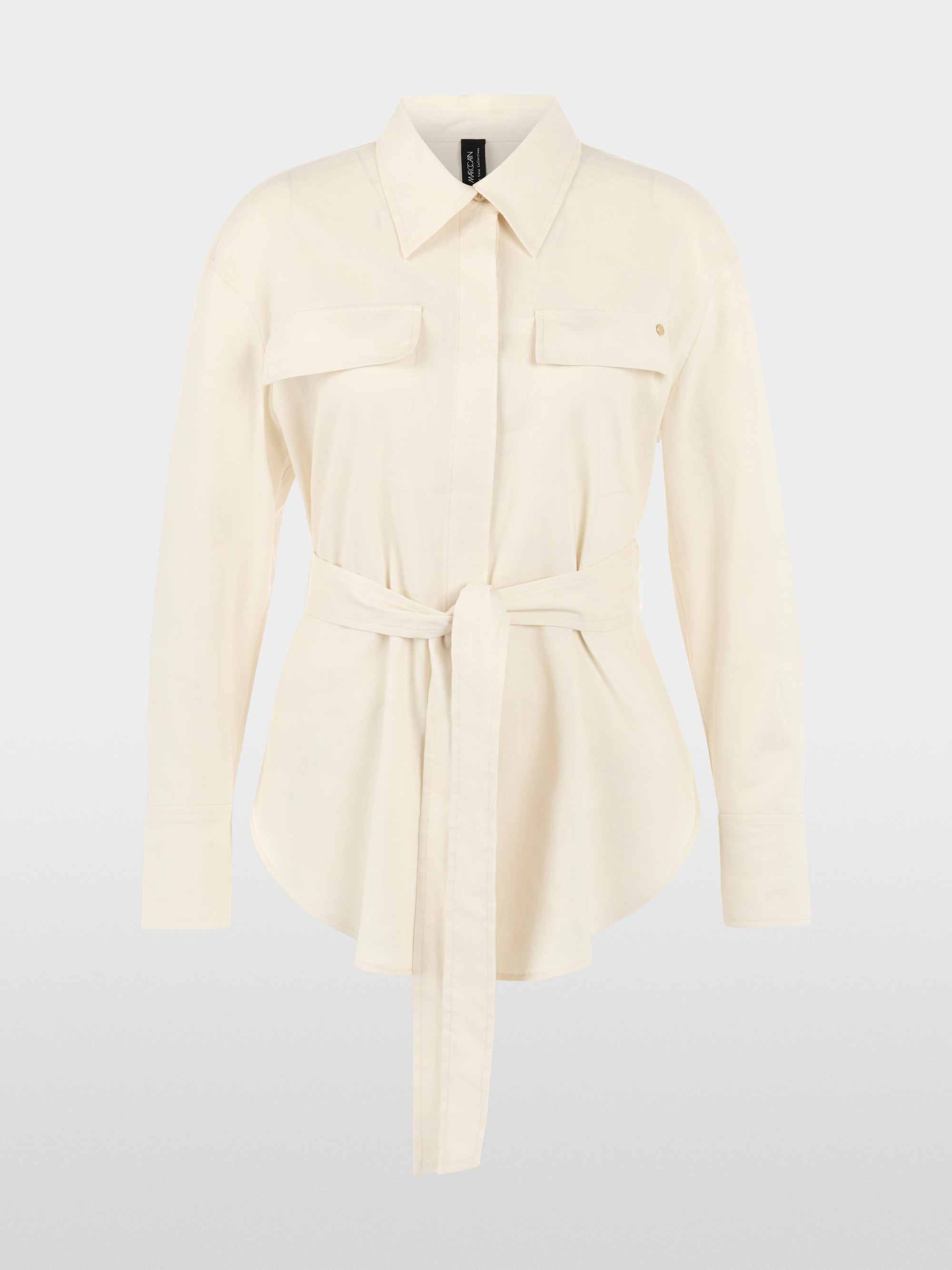 Linen-viscose blend safari blouse