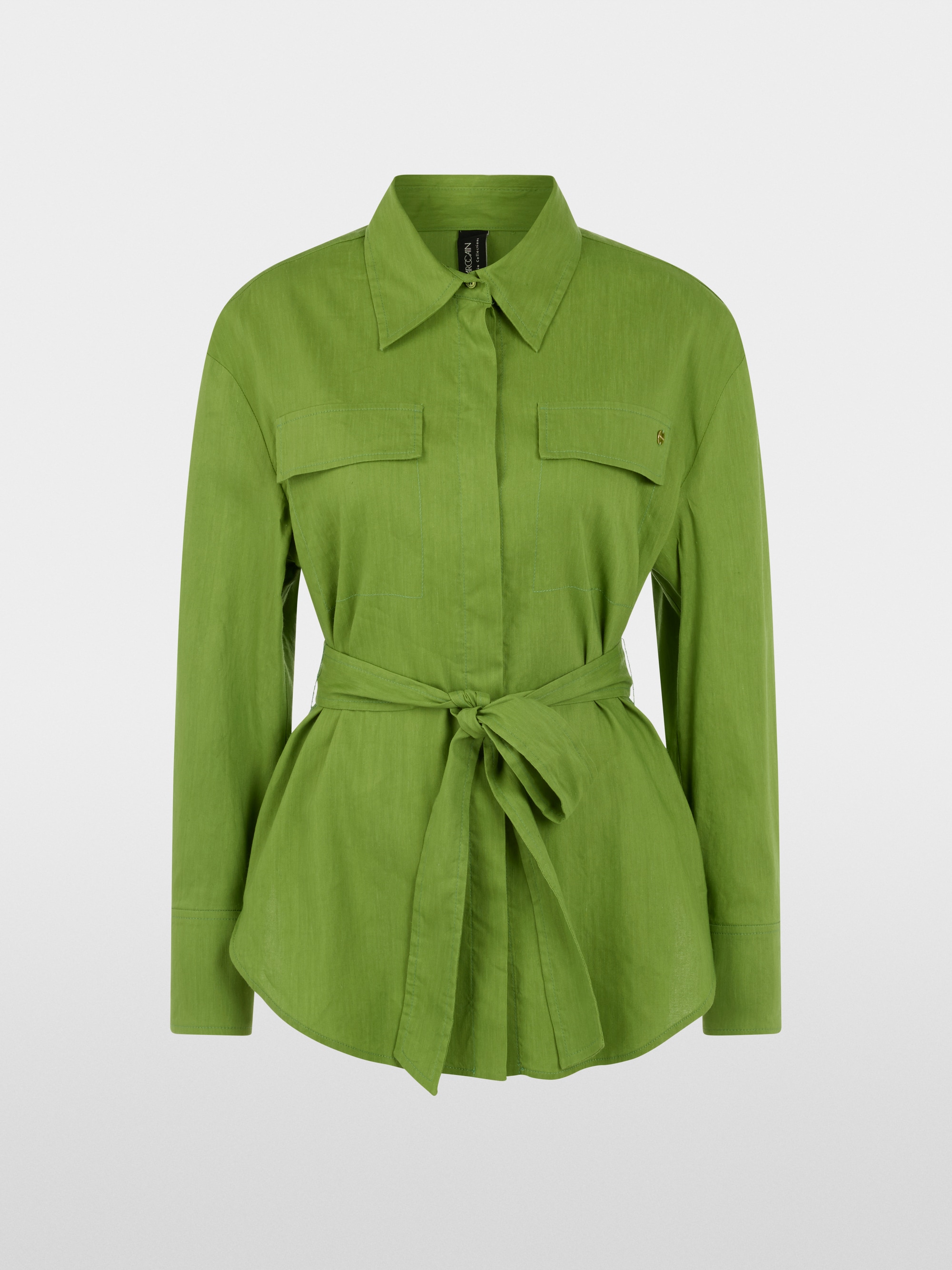 Linen-viscose blend safari blouse