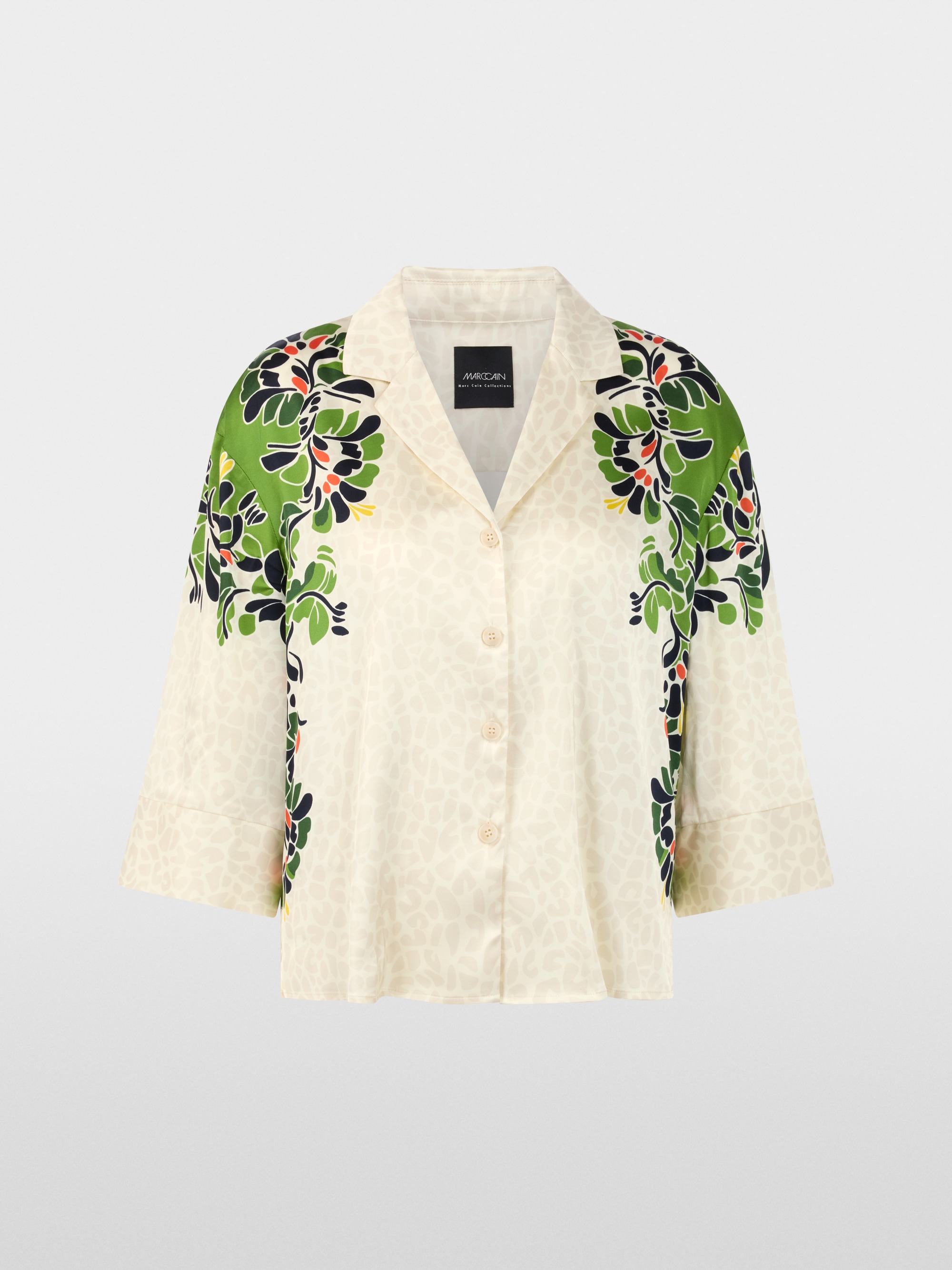 Blouse with leopard hibiscus print