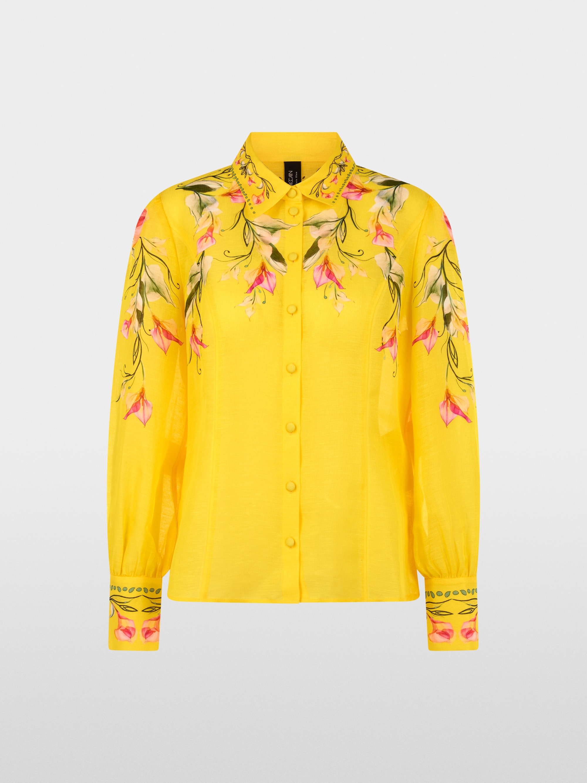 Linen-silk blouse with calla print