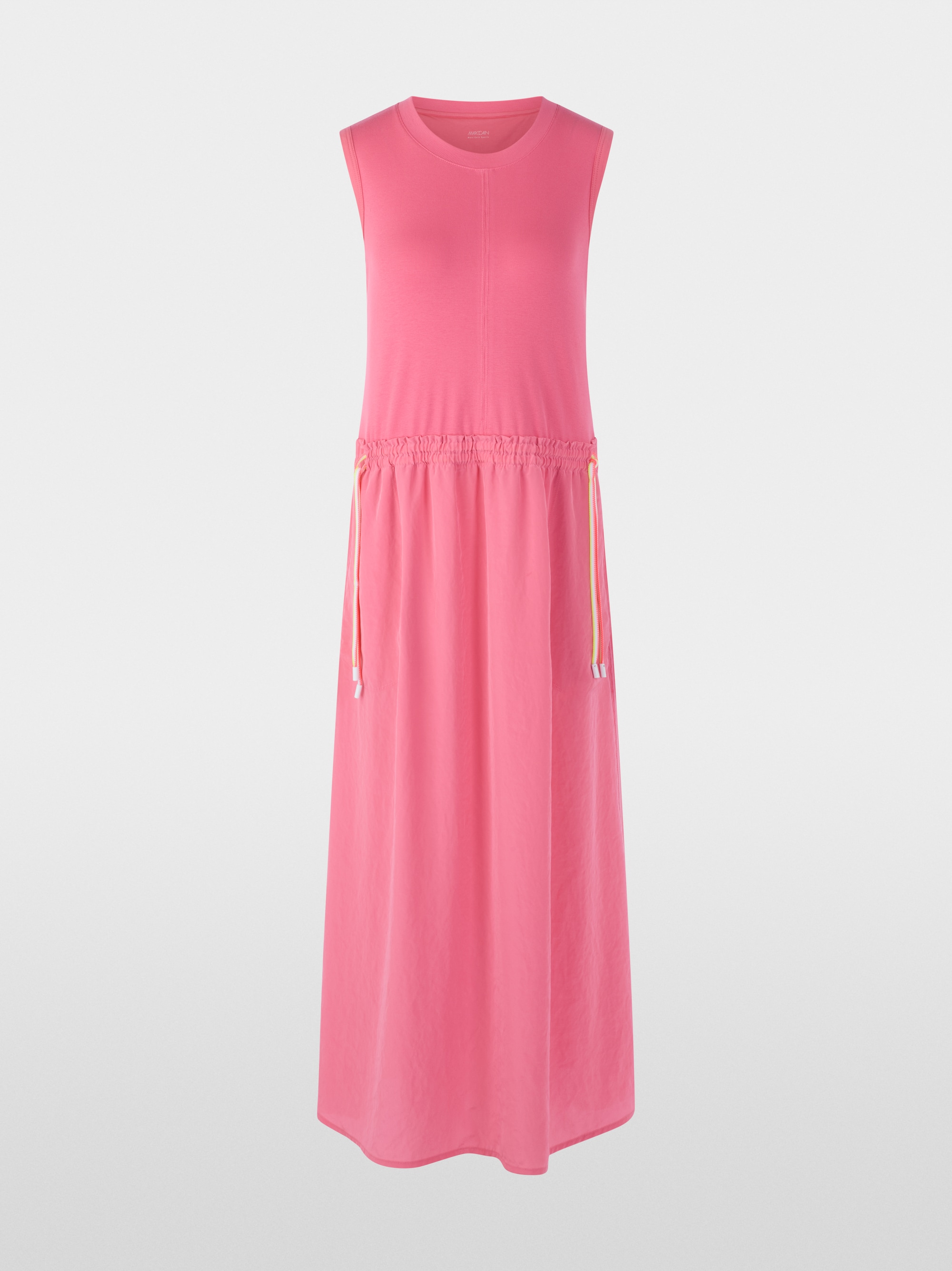 Sleeveless midi dress with drawstring