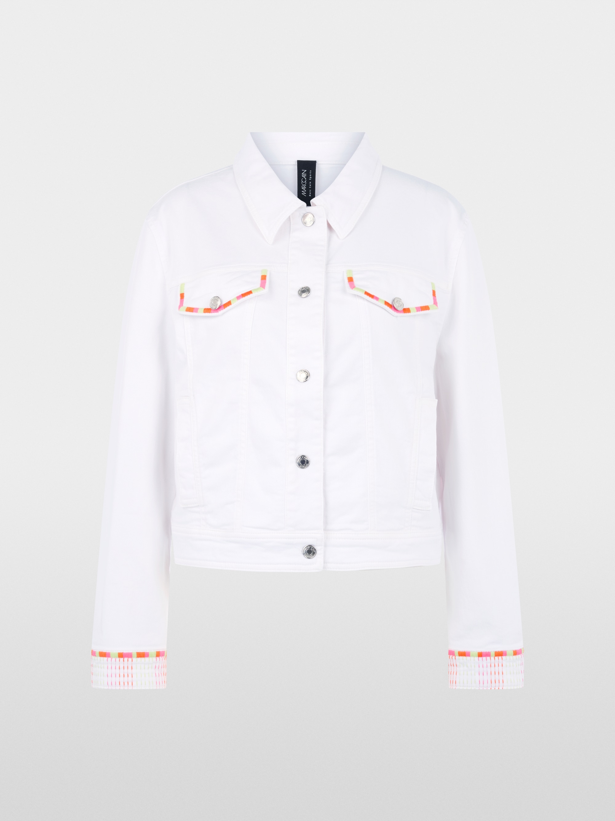 Veste en jean avec broderies colorées