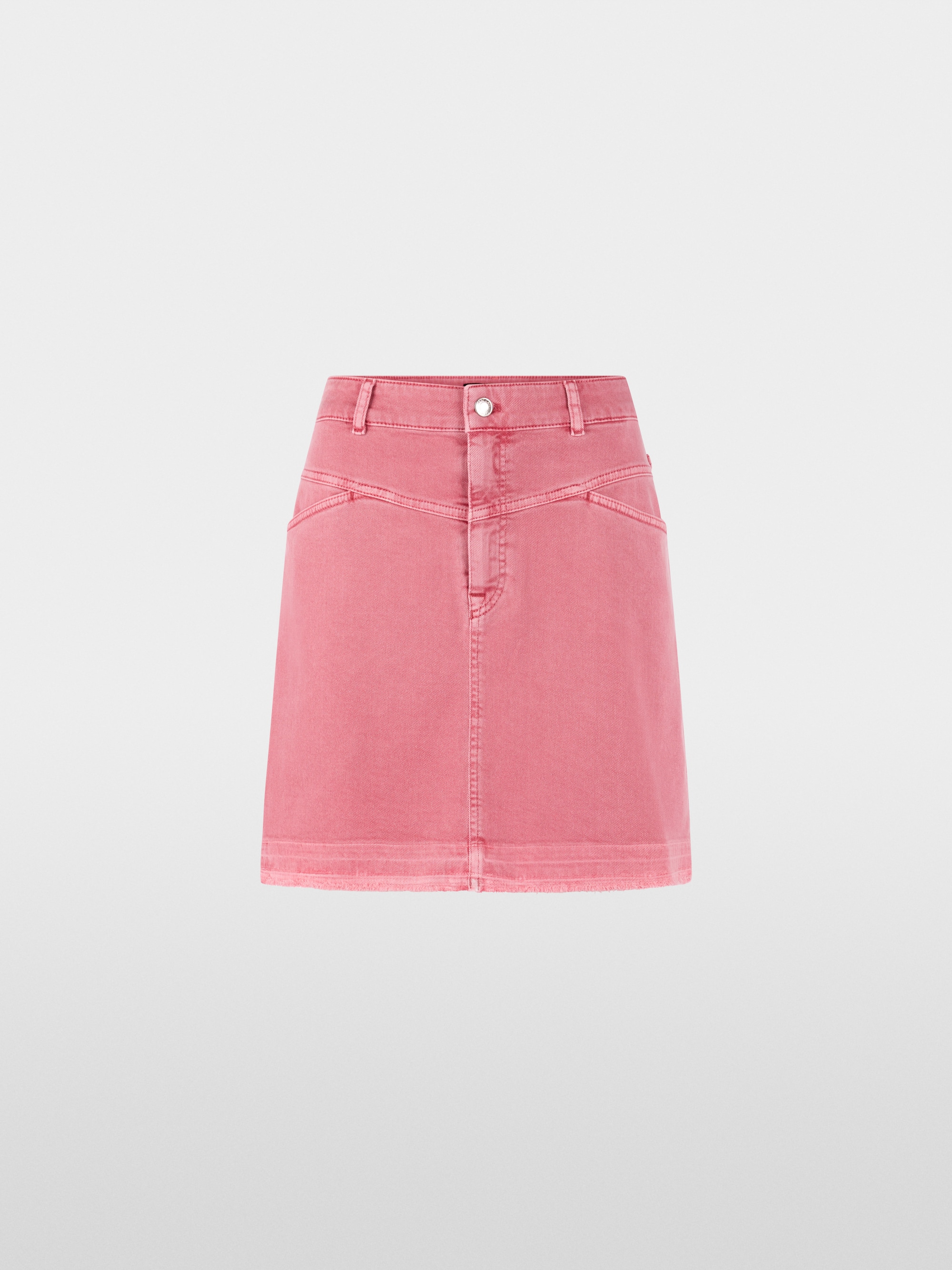 Mini denim skirt with open hem