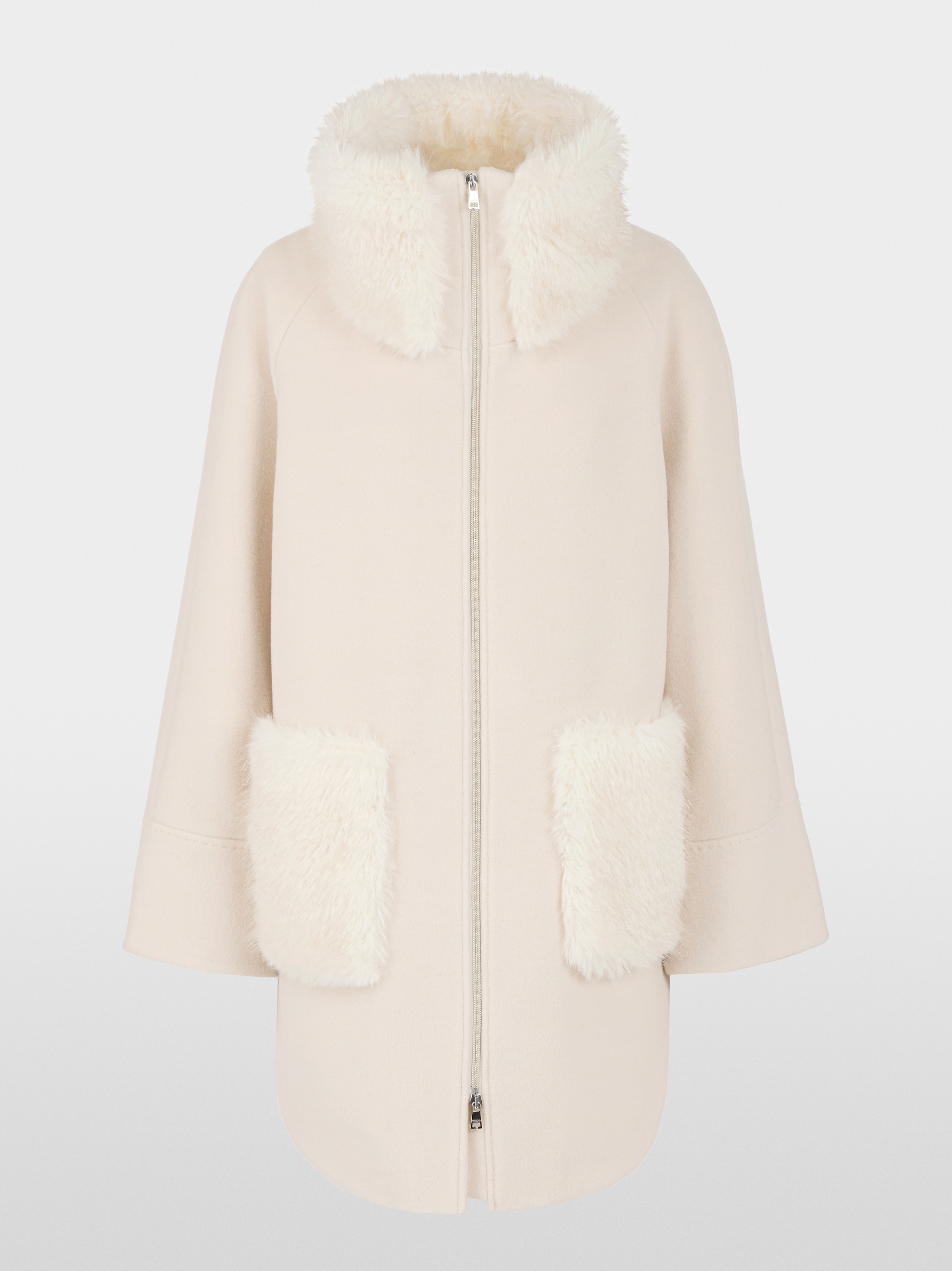 Alpaca blend coat with faux fur