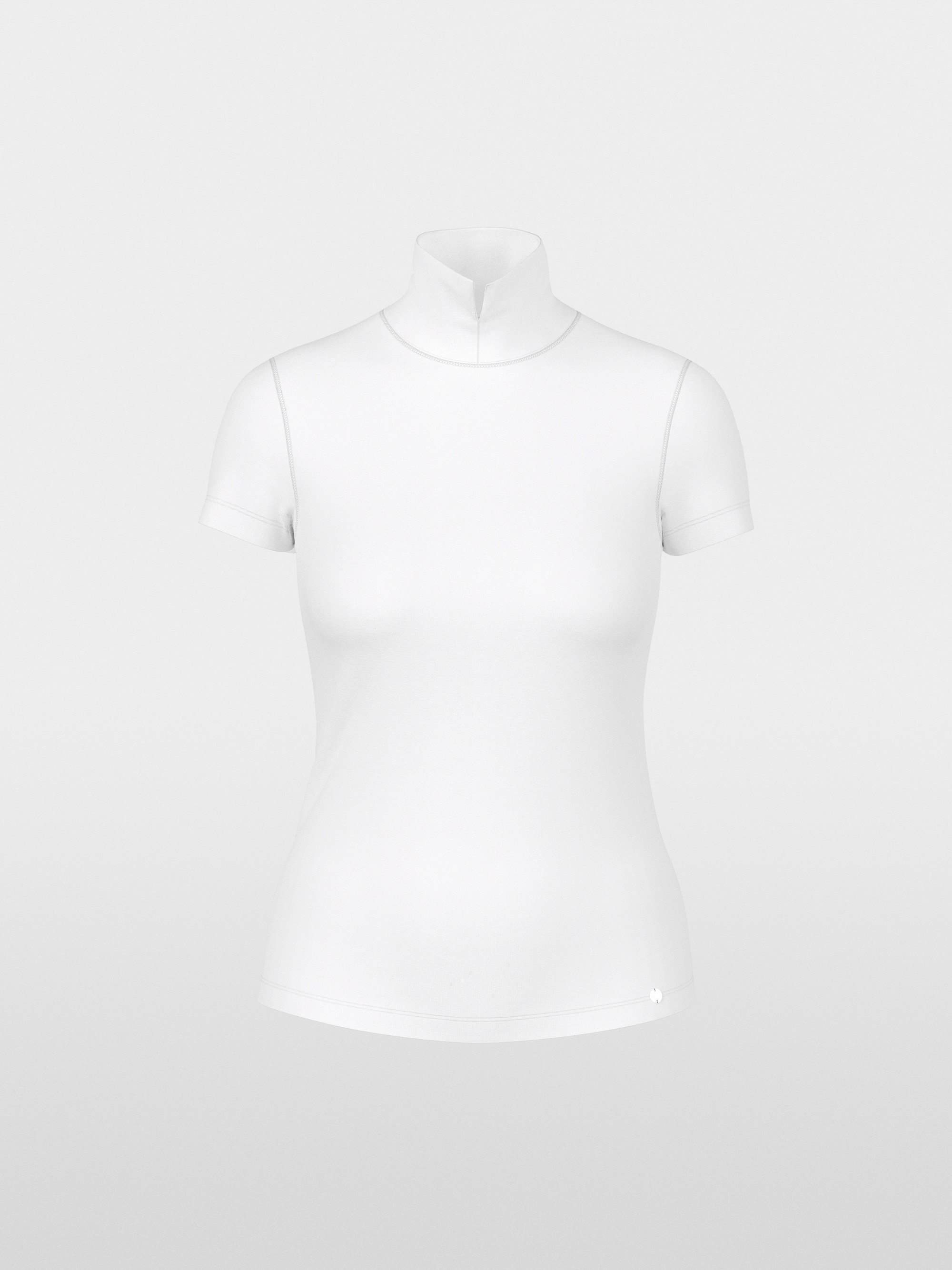 Stretch cotton shirt with raised collar