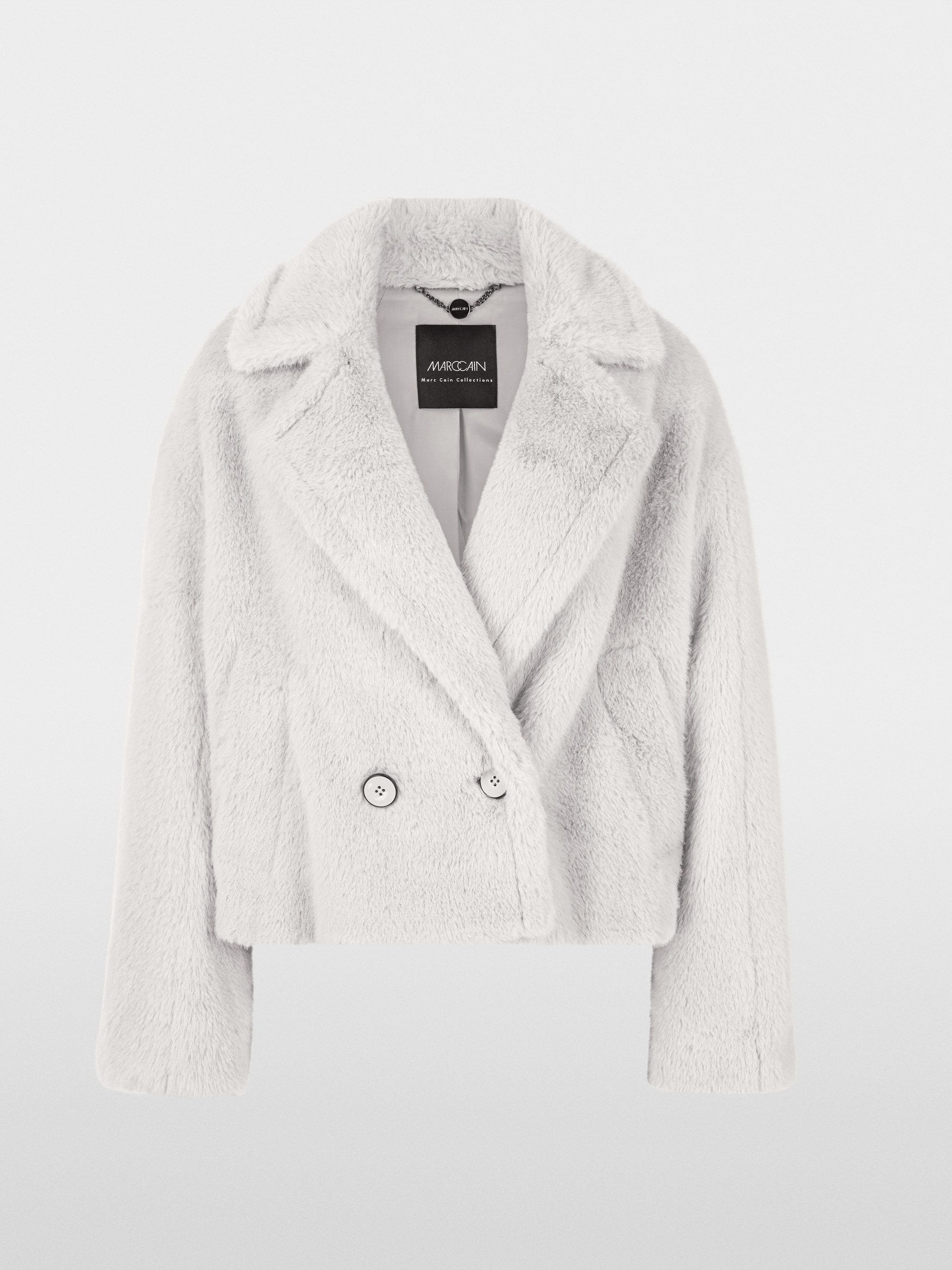 Short faux fur outdoor coat
