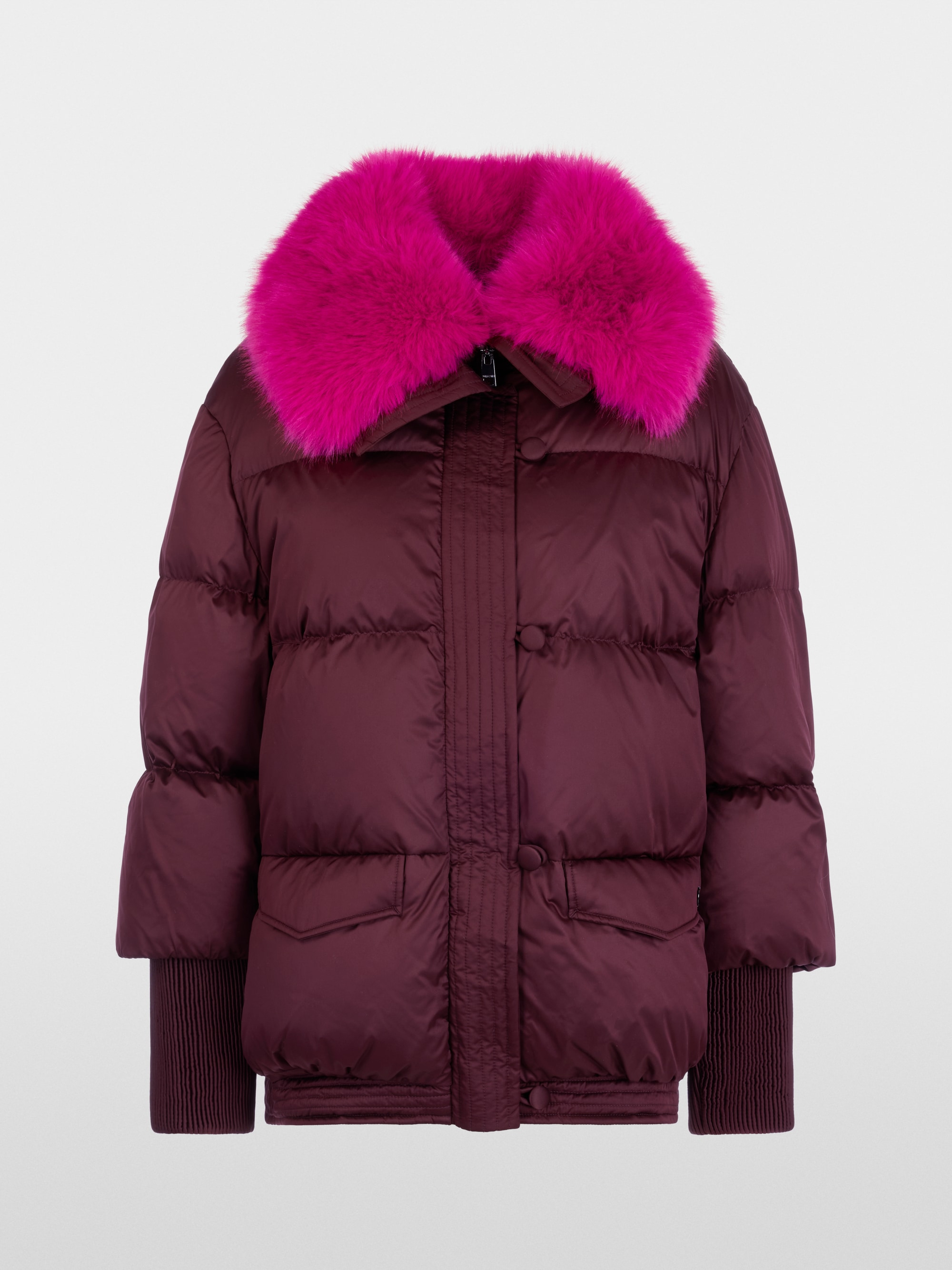Quilted jacket with fur collar